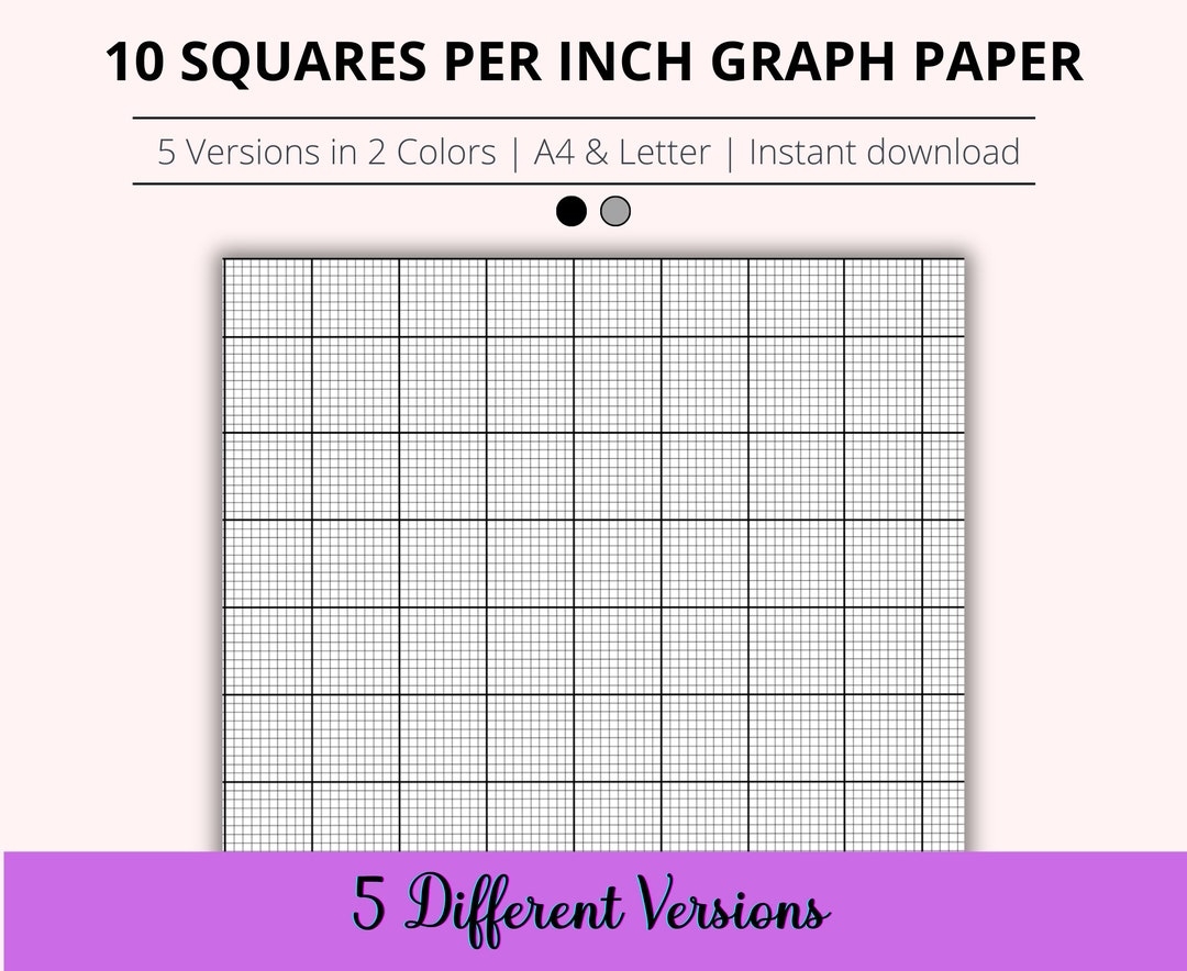 10 Squares Per Inch Graph Paper Bundle Printable Cross Stitch Paper Printable Grid Paper Squared 10 X 10 Graph Paper Instant Download Etsy