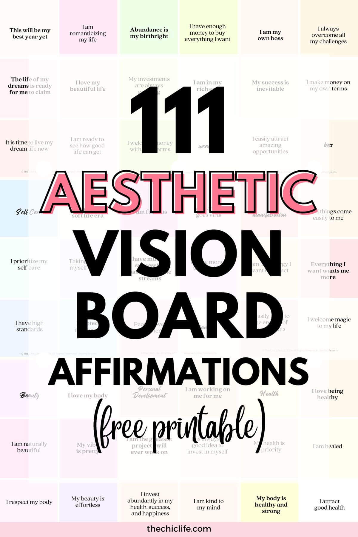 111 Aesthetic Vision Board Affirmations 2025 Free Printable The Chic Life
