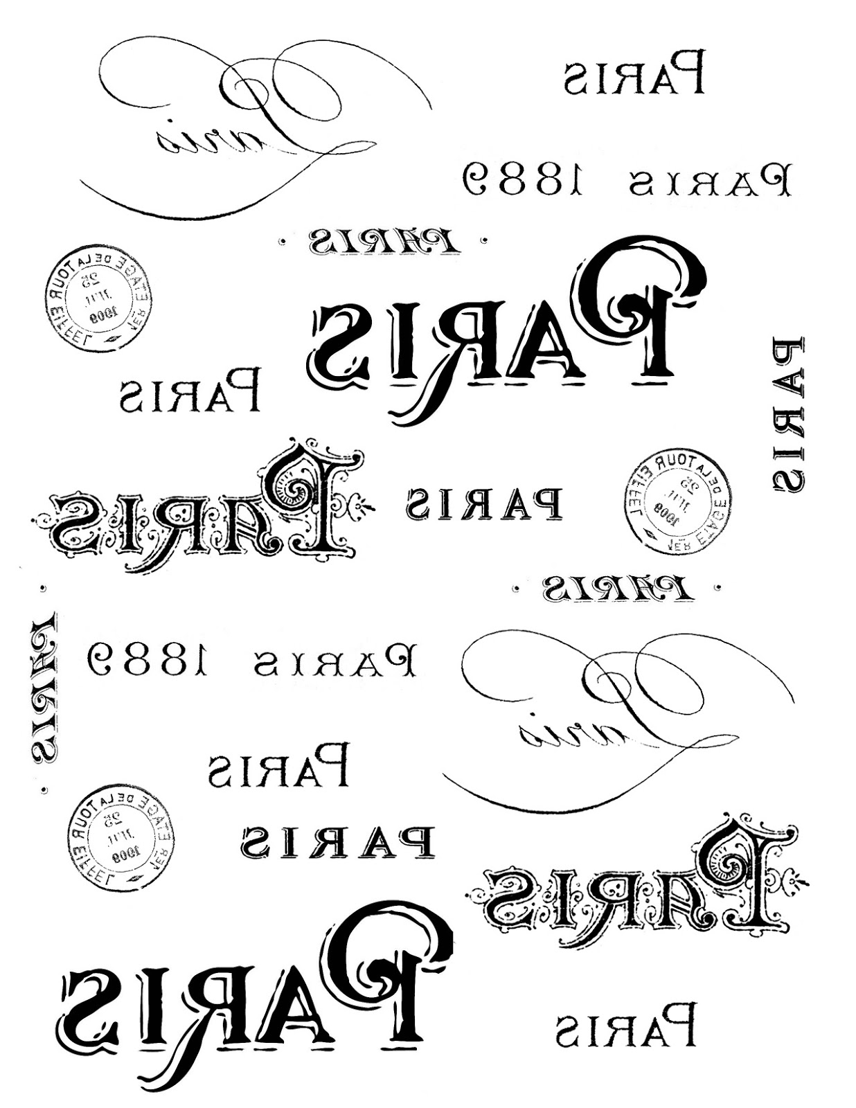 16 Paris Typography Clipart The Graphics Fairy