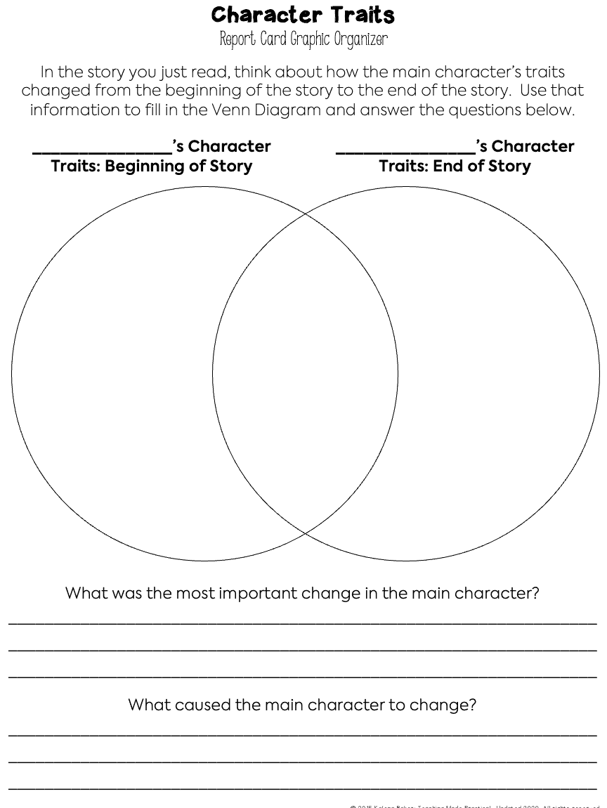 Free Printable Character Traits Graphic Organizer