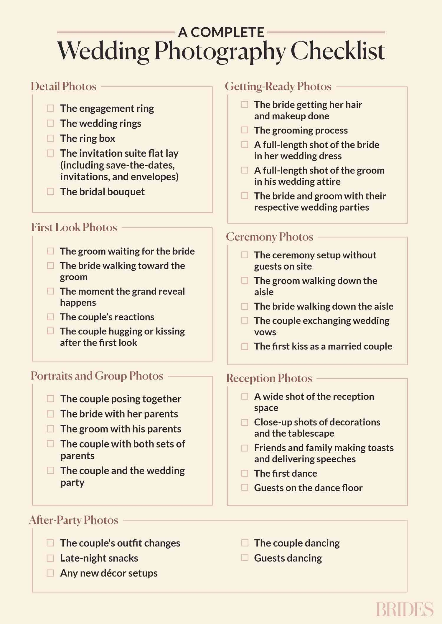 A Complete Wedding Photography Shot List
