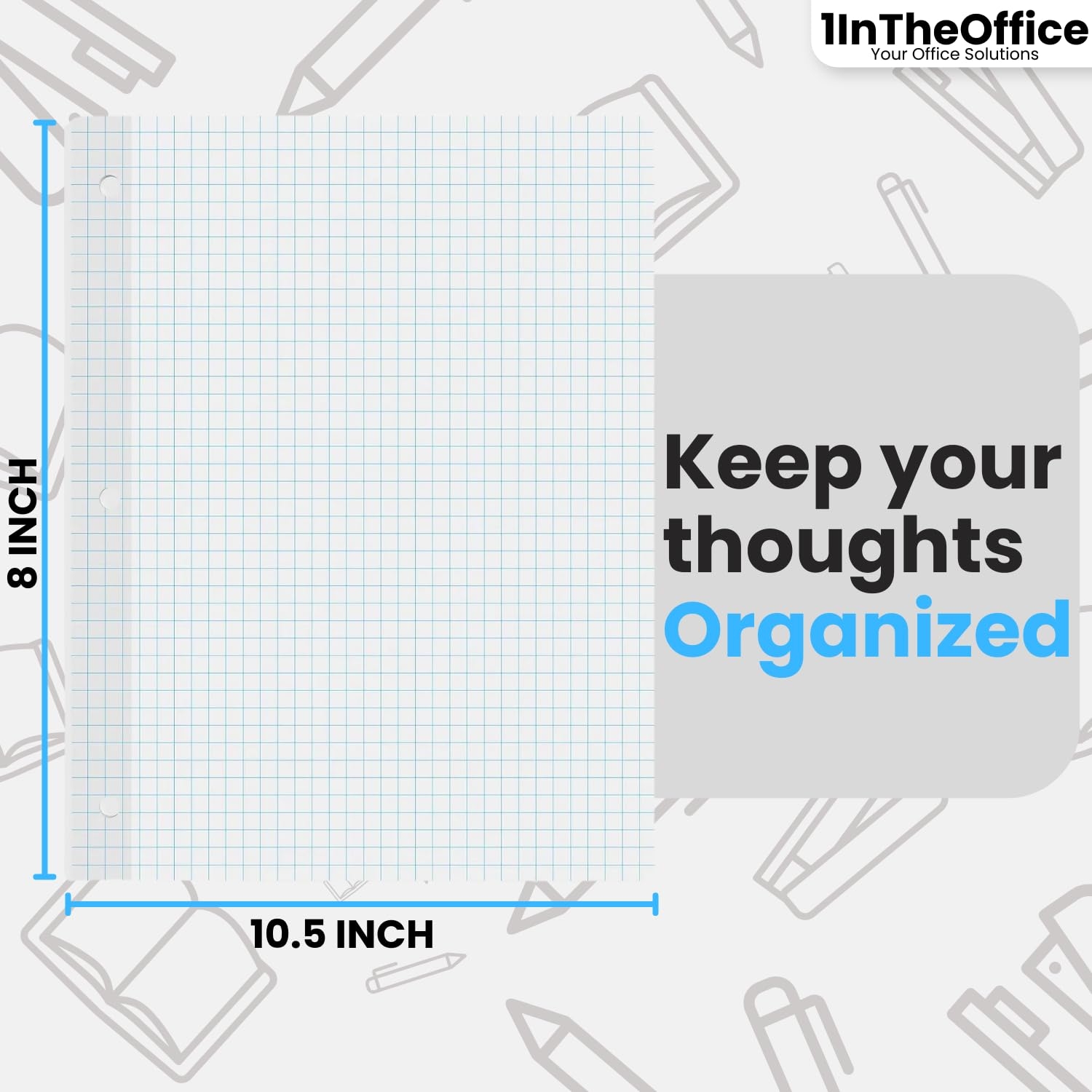Amazon 1InTheOffice Binder Graph Paper Loose Leaf 3 Hole Small Graph Paper 8x10 5 White 160 Sheets Pack Office Products