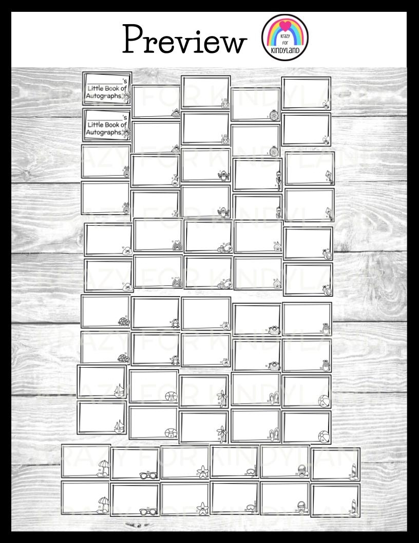 Autographs Booklet For End Of Year In Kindergarten Preschool First Grade