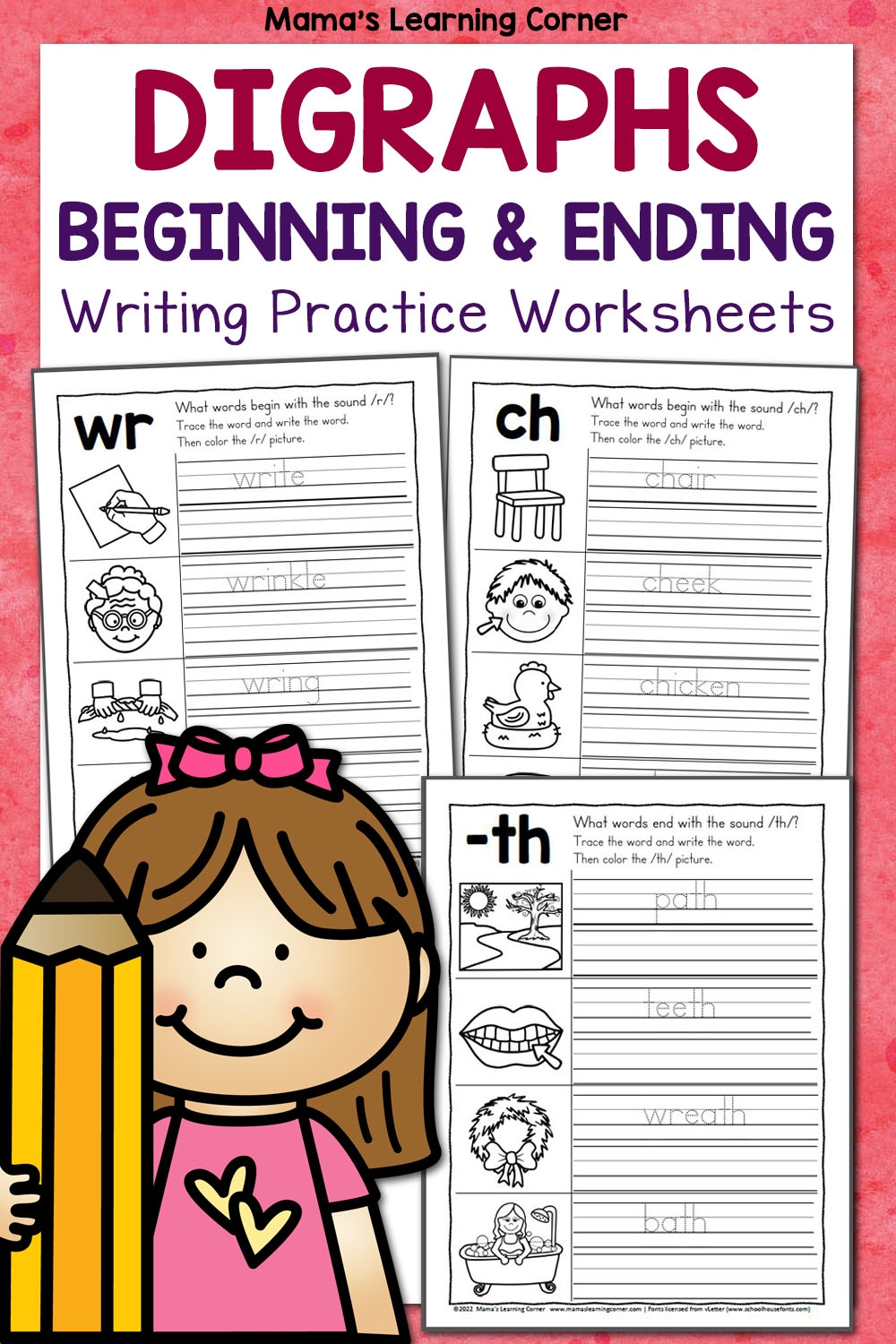 Beginning And Ending Digraph Writing Practice Worksheets Mamas Learning Corner