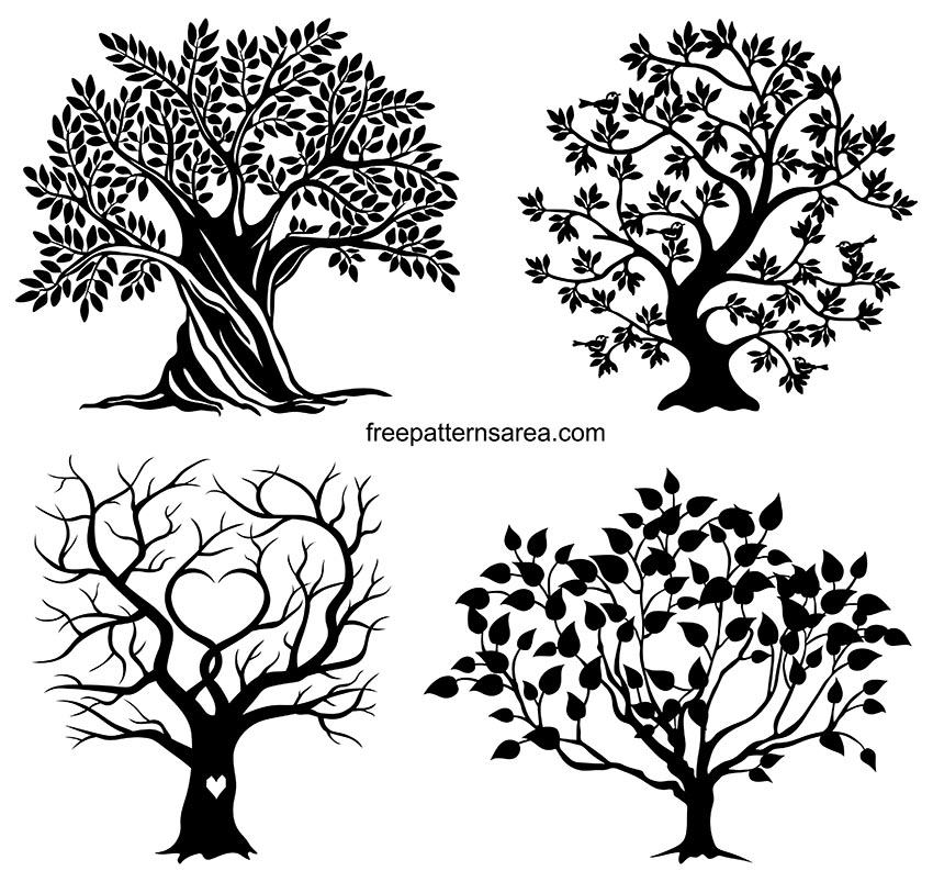 Black And White Tree Vector Art Graphics FreePatternsArea
