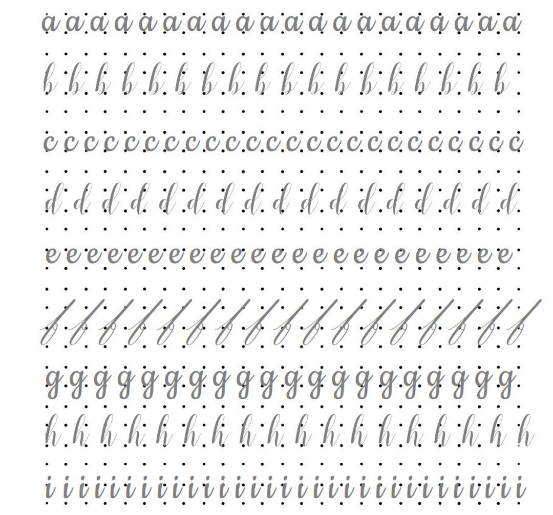 Calligraphy Practice Sheets And Guide For Journals And Planners uppercase Lowercase Letters PDF Dark Grey Dot Grid PDF001 Etsy UK