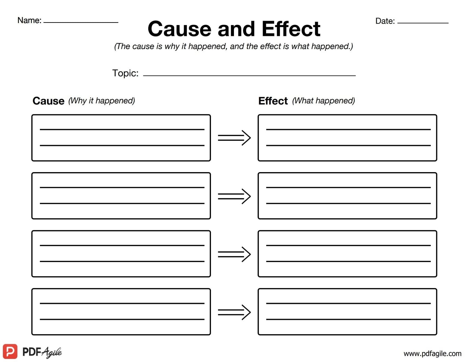 Cause and Effect Graphic Organizer PDF Agile
