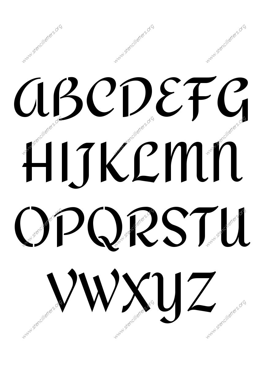 Cursive Script Calligraphy Uppercase Lowercase Letter Stencils A Z 1 4 Inch Up To 36 Inch Printable File Size Stencil Letters Org