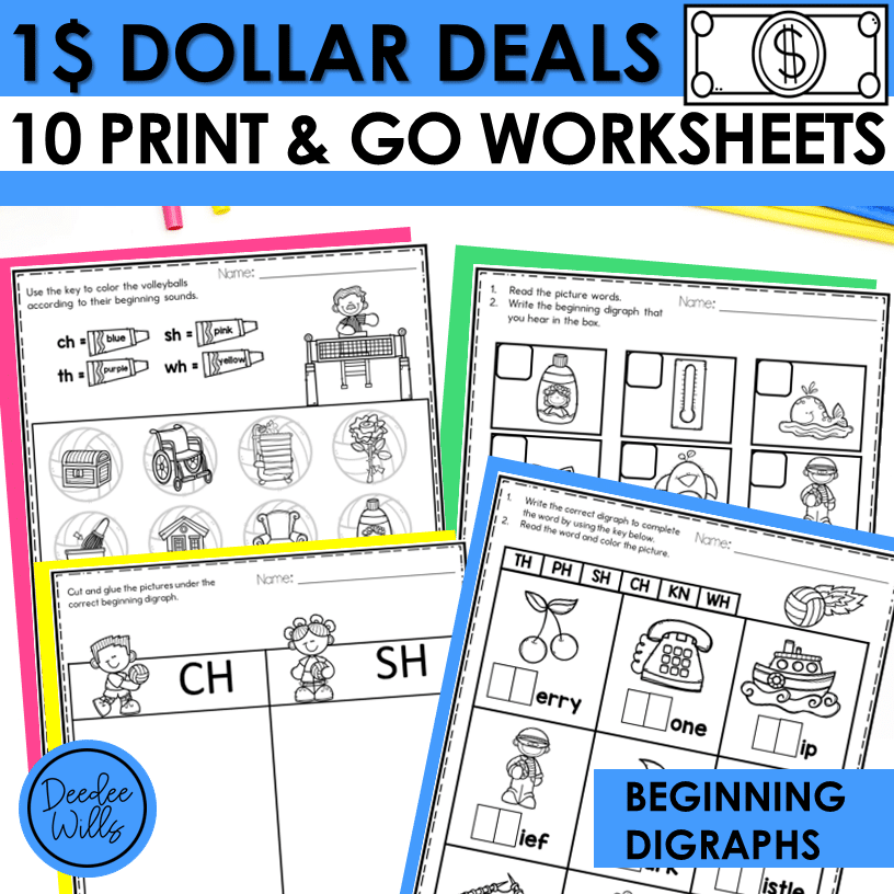 Dollar Deal Beginning Digraph Worksheets And Activities For Kindergarten Mrs Wills Kindergarten