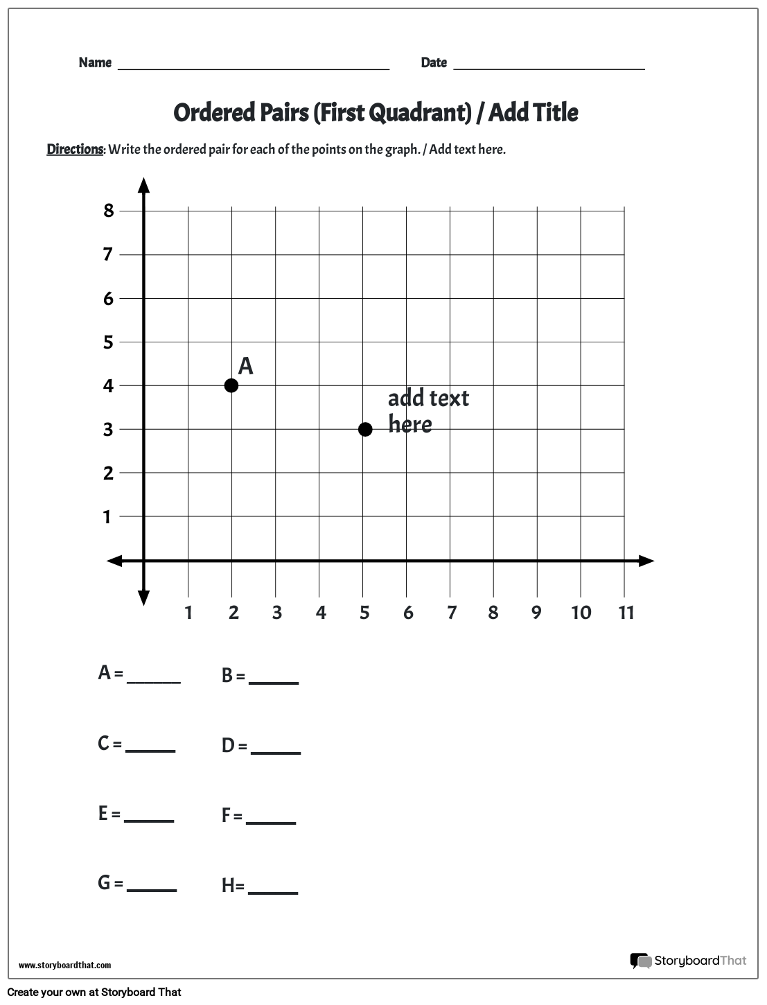 Coordinate Plane Graph Printable