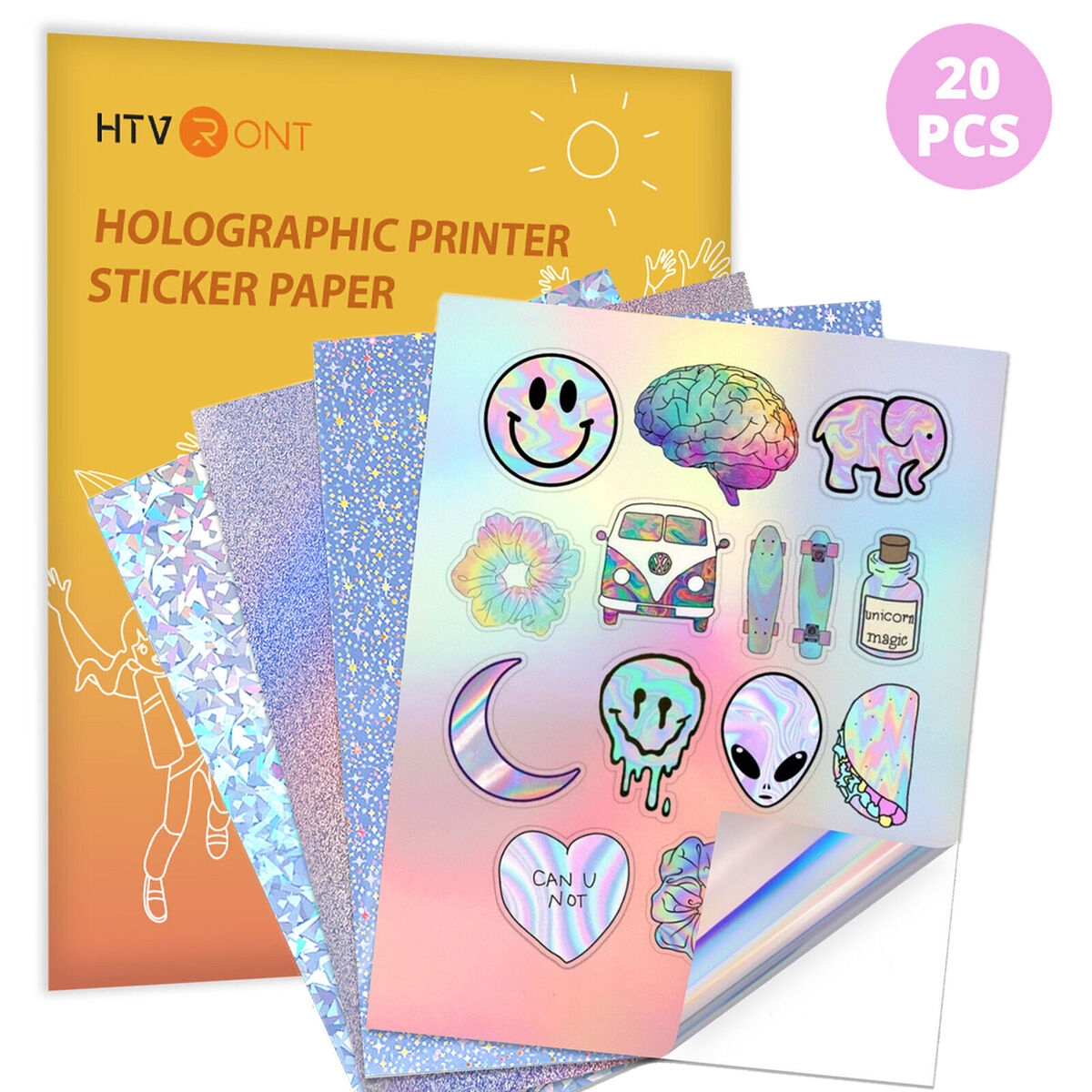HTVRONT 8 5x11 Holographic Printable Vinyl Sticker Paper For Inkjet Laser US EBay