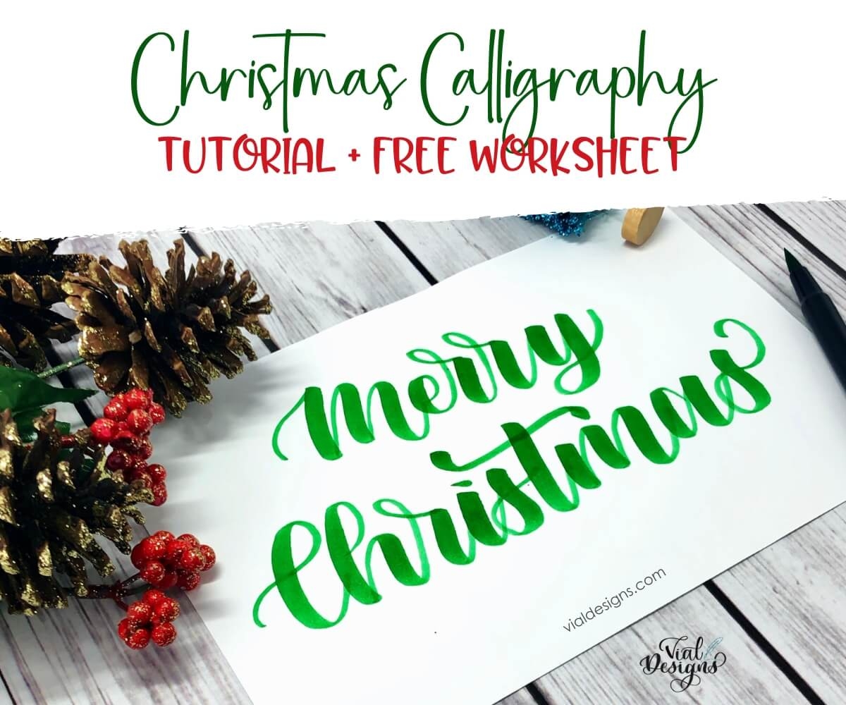 Merry Christmas Calligraphy Tutorial FREE Worksheet