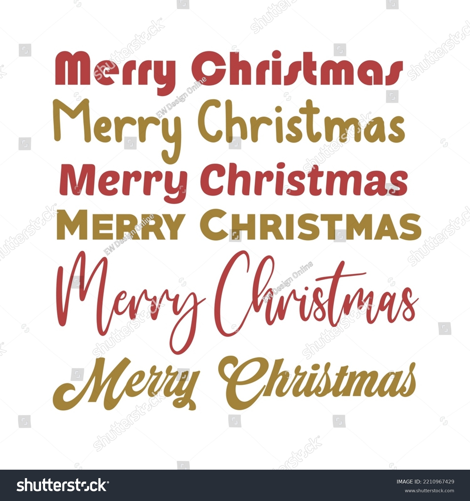 Merry Christmas Calligraphy Typography Text Printable Stock Vector Royalty Free 2210967429 Shutterstock