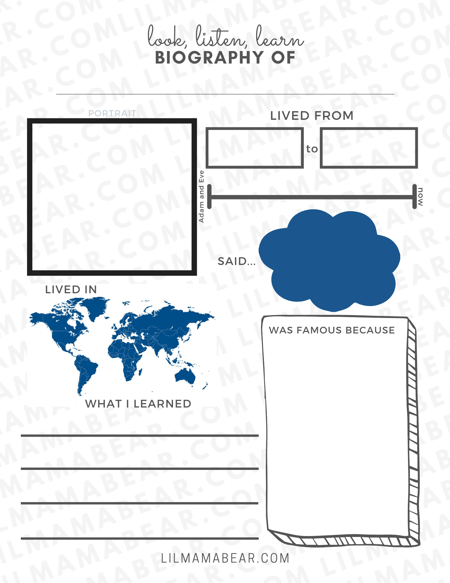 Printable Biography Worksheet Preschool Social Studies Activity Worksheets Library