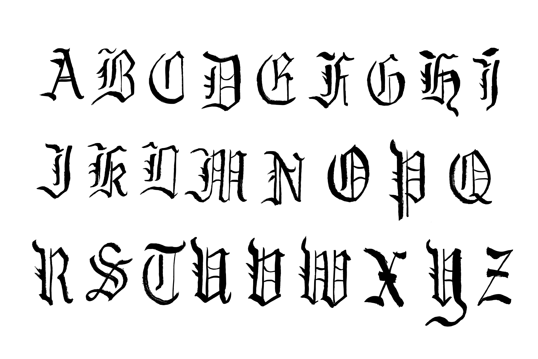 Printable Gothic Calligraphy Alphabet