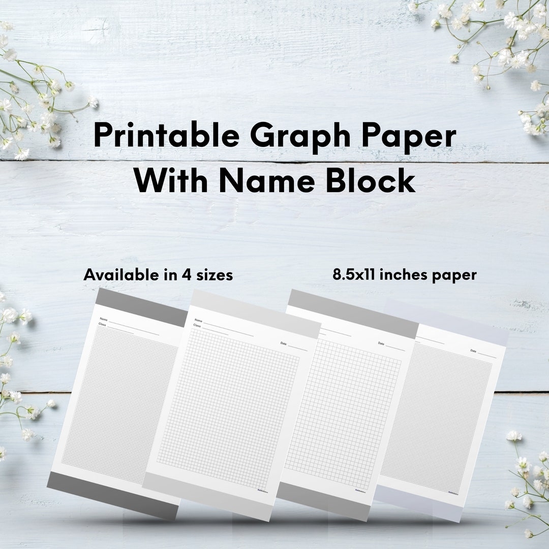 Printable Graph Paper With Name Block 4 Sizes Graph Paper Printable Etsy