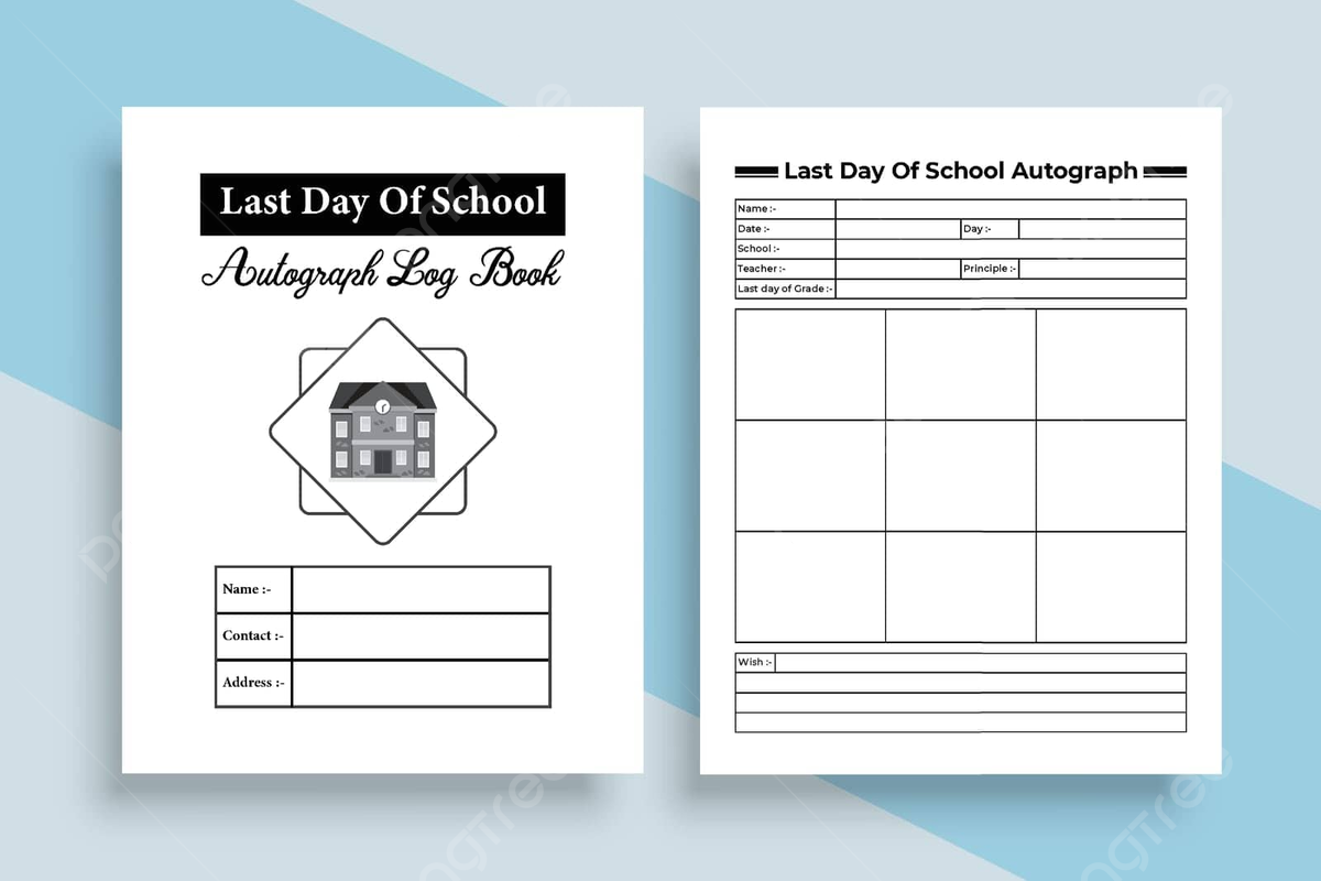 Schools Last Day Autograph Journal Template For Kdp Vector Checker Students Autograph Log Book PNG And Vector With Transparent Background For Free Download