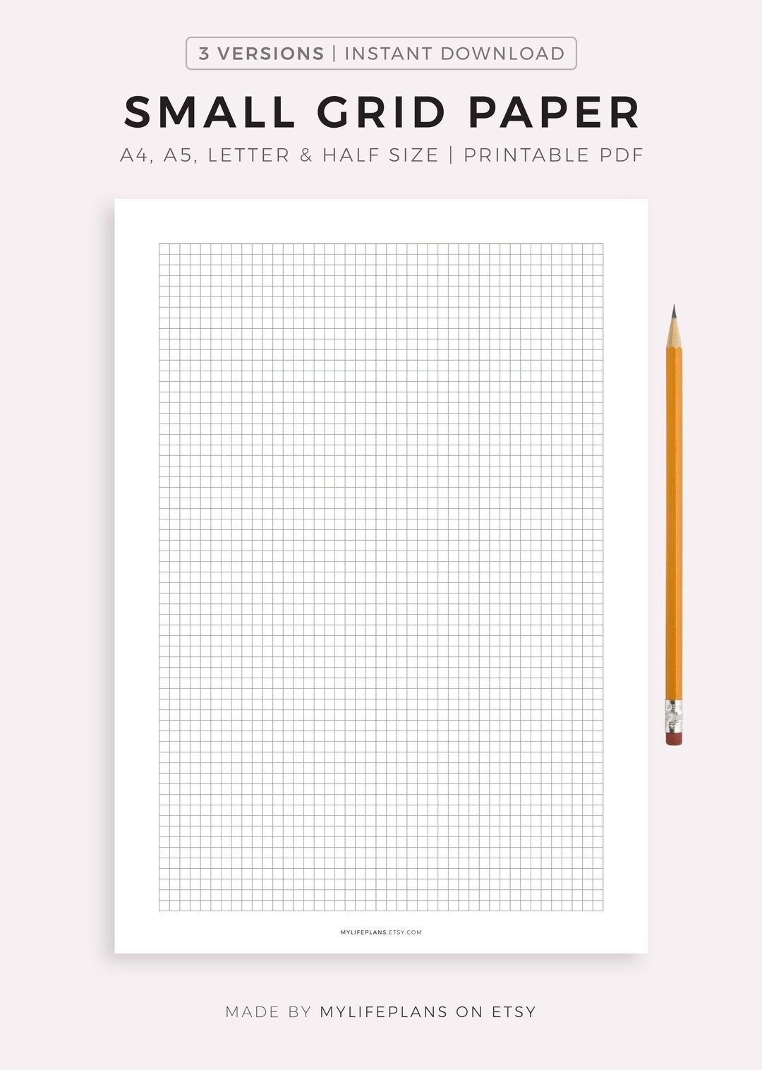 Small Grid Paper Printable Squared Paper Planner Inserts A4 a5 letter half Size Instant Download PDF Etsy UK