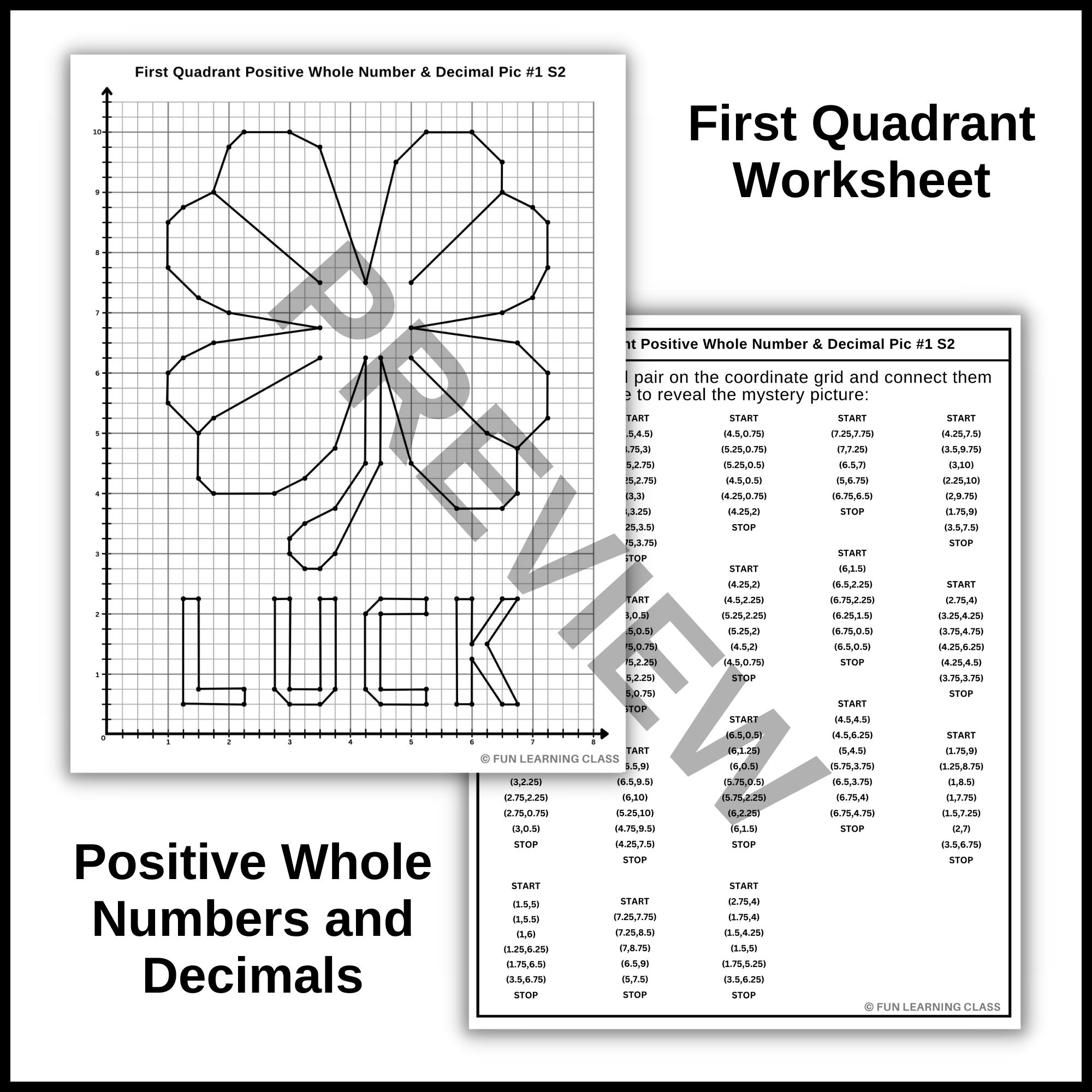 St Patrick s Day Shamrock Coordinate Graphing Plotting Points Ordered Pairs Mystery Picture Made By Teachers