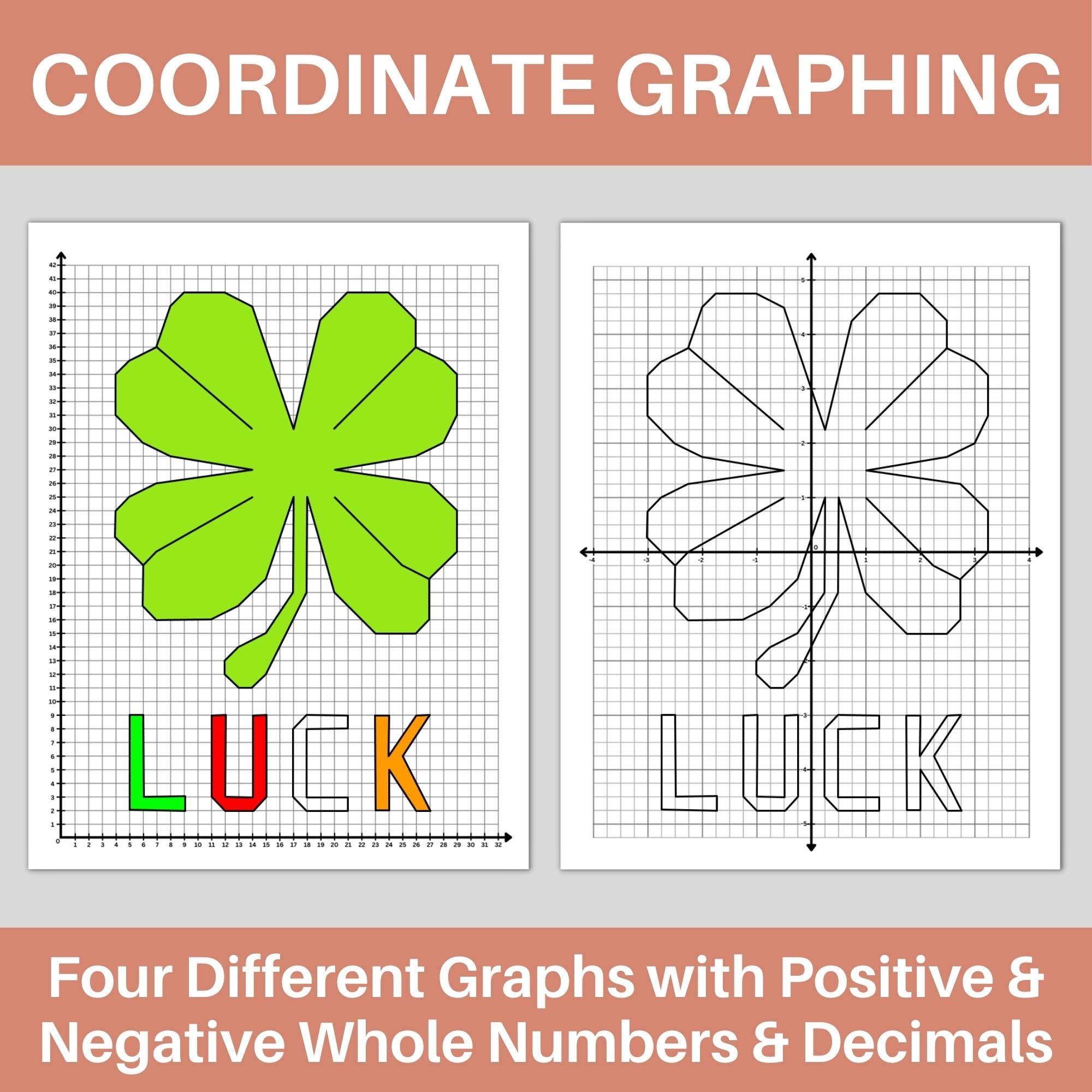 St Patrick s Day Shamrock Coordinate Graphing Plotting Points Ordered Pairs Mystery Picture Made By Teachers