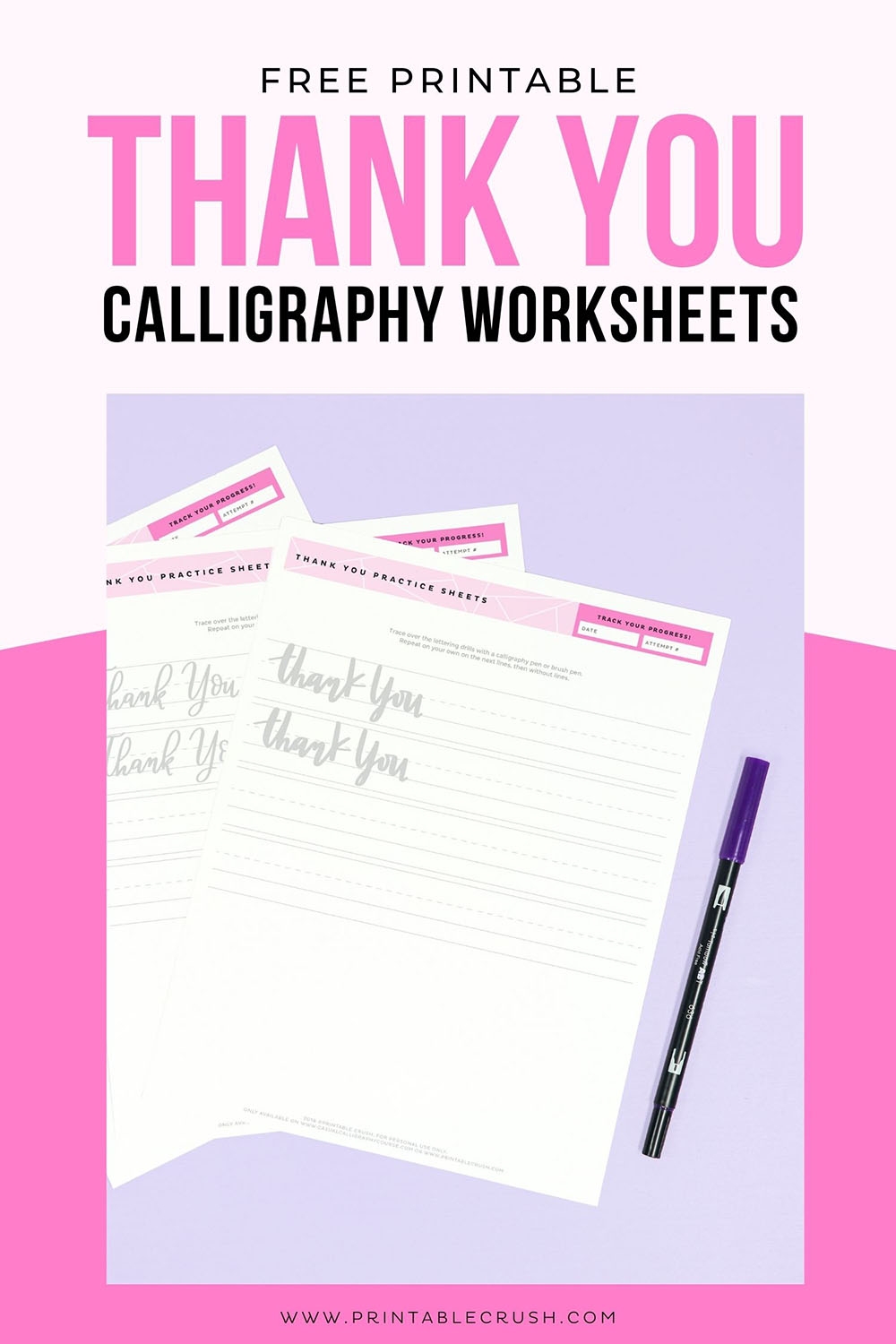 Thank You Calligraphy Worksheets Free Printable Printable Crush