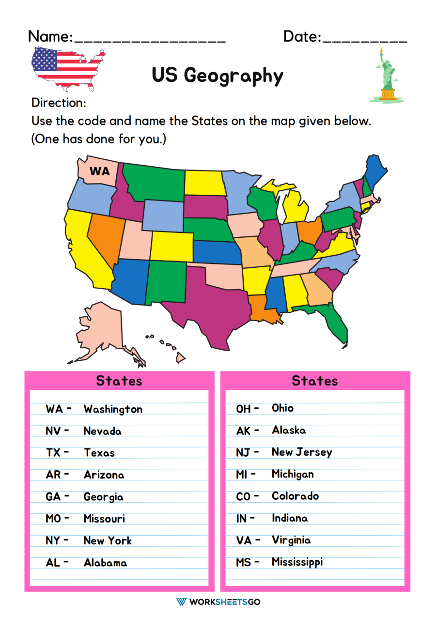 US Geography Worksheets WorksheetsGO