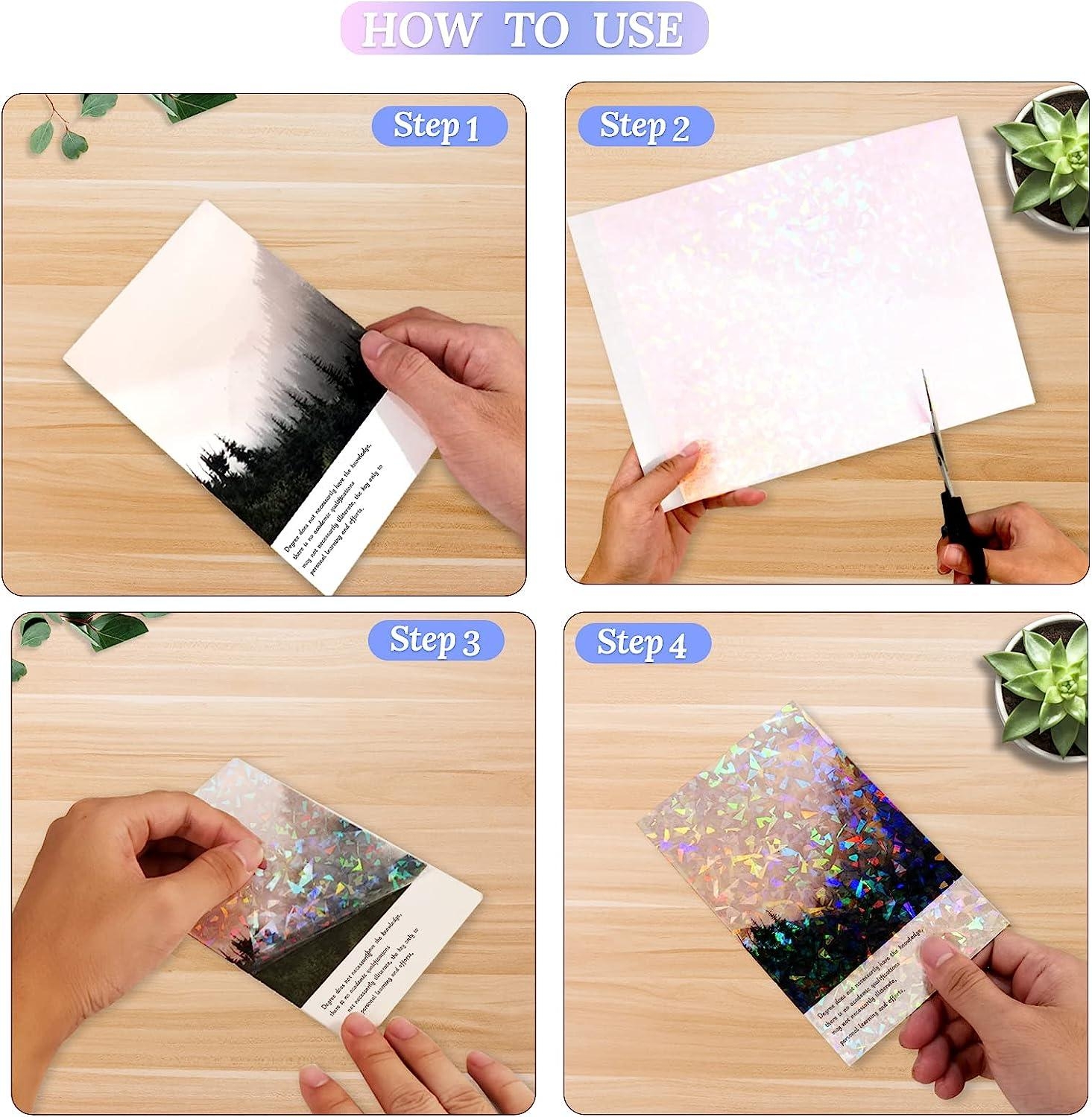 36 Sheets Holographic Sticker Paper Transparent Holographic Vinyl Laminate Film Clear Overlay Lamination Sticker Paper Self Adhesive Waterproof Gem Dot Colorful Star Patterns 8 5x11 Inch 36 Sheets Gem Dot Colorf Buy