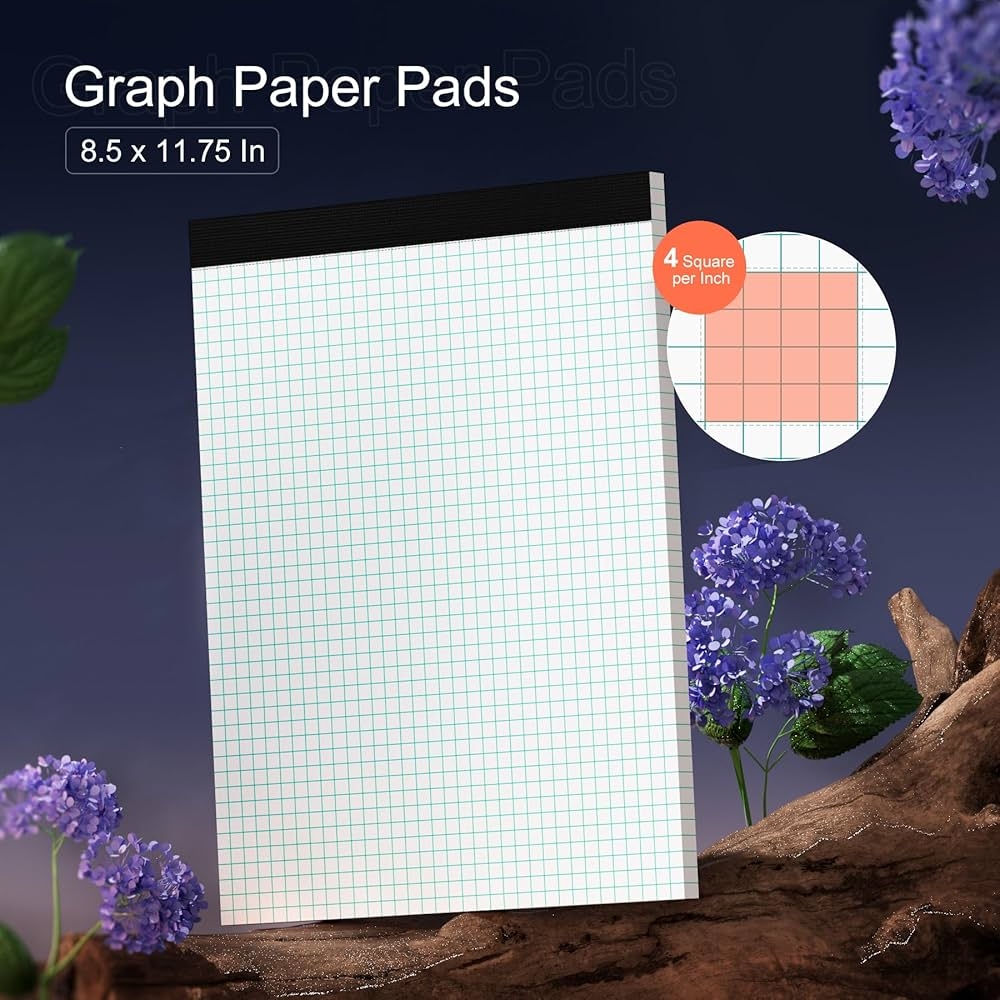 8 5 X 11 Graph Paper Printable Colored Graph Paper Zaviko Graph Paper Pads 8 5 X 11 6 Pack 4x4 Blue Quad Grid Paper Pad White Quadrille Pad 8 1 2 X 11 Easy Tears