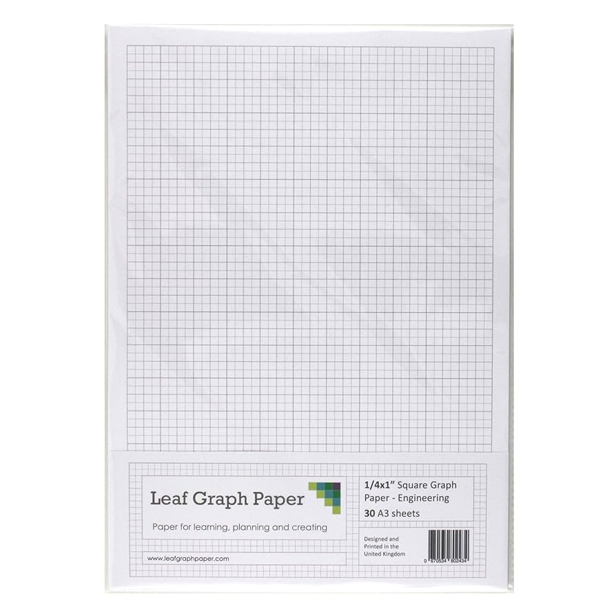 A3 Graph Paper 1 4 Inch 0 25 Squared Engineering 30 Loose Leaf Sheets Grey Grid Lines Amazon co uk Stationery Office Supplies