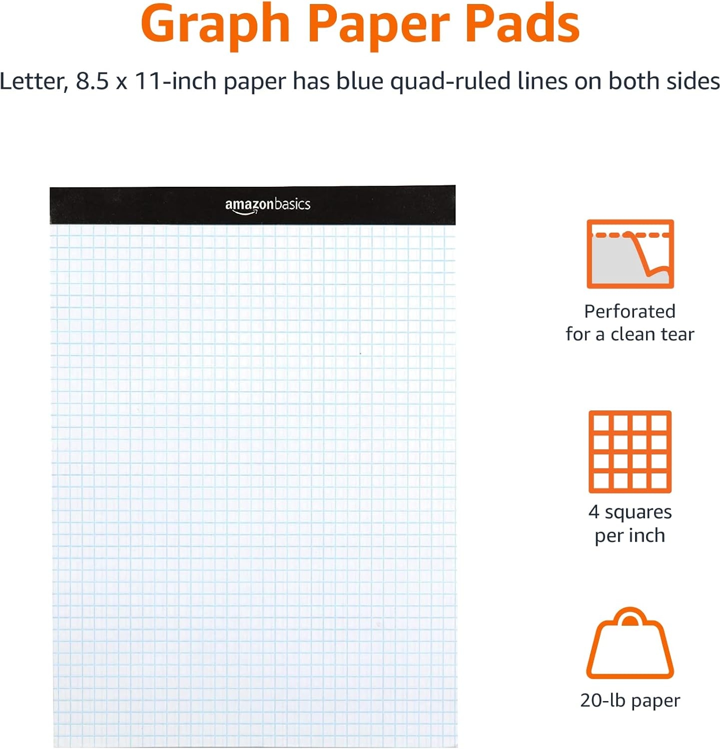 Amazon Basics Quad Ruled Graph Paper Pad Letter UK Ubuy