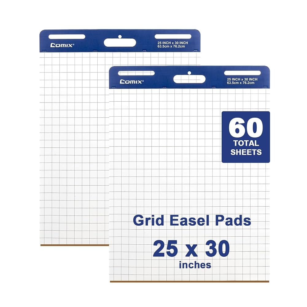 Amazon Comix Grid Sticky Easel Pad 25 X 30 Inches Flip Chart Paper For Teachers Large Self Stick Pads For Office School 30 Sheets Pad 2 Pads Pack Arts Crafts Sewing