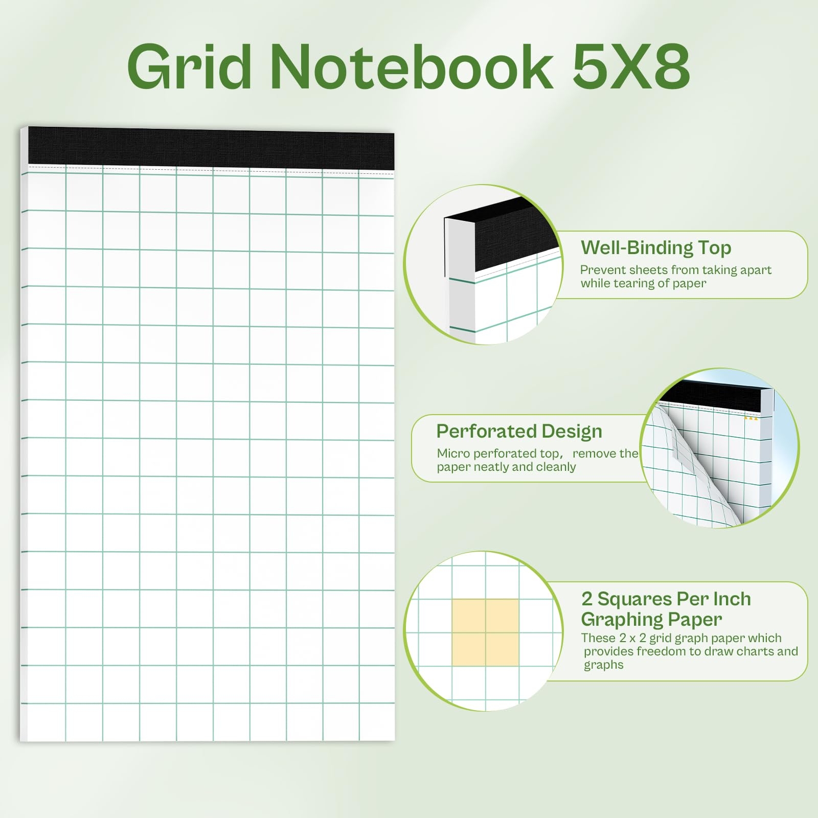 Amazon Graph Paper Pads 6 Pack Grid Paper Notebook 5x8 Graph Paper 2x2 2 Squares Per Inch Micro Perforated Graph Notebook 50 Sheets Per Grid Paper 5x8 Graph Writing Paper For