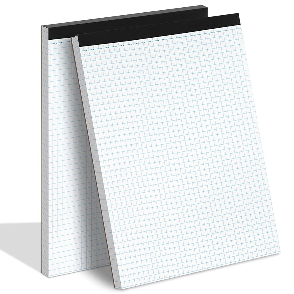 Amazon Grid Paper Notebook 8 5 X 11 4x4 Graph Paper Sturdy Cardboard Backing Graph Paper Pad For School Office Home 70 Gsm Grid Paper 2 Packs 30 Sheets Pad Office Products