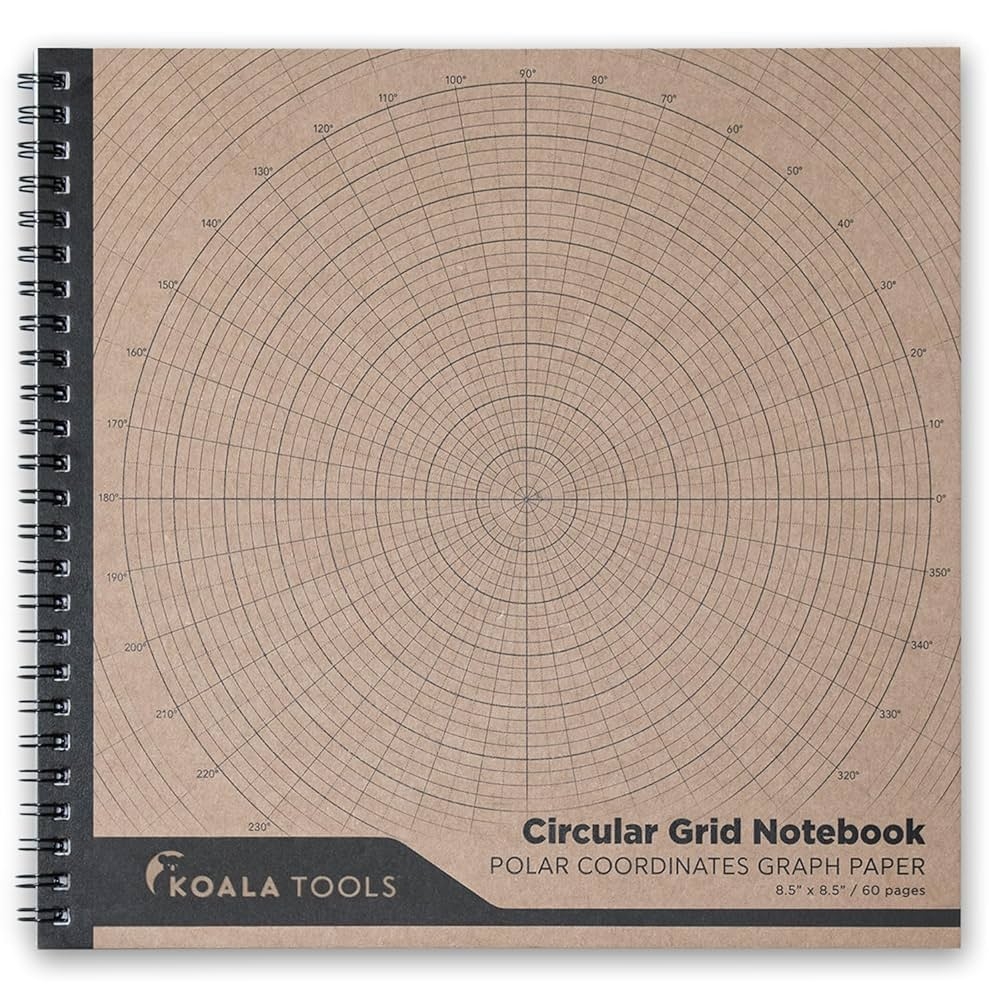 Amazon KOALA TOOLS Circular Grid Sketchbook With Polar Coordinate Graph Paper Polar Grid For Circular Designs Mandala And Geometric Patterns 8 5 X 8 5 Inches 60 Pages Pack Of 1 Office Products
