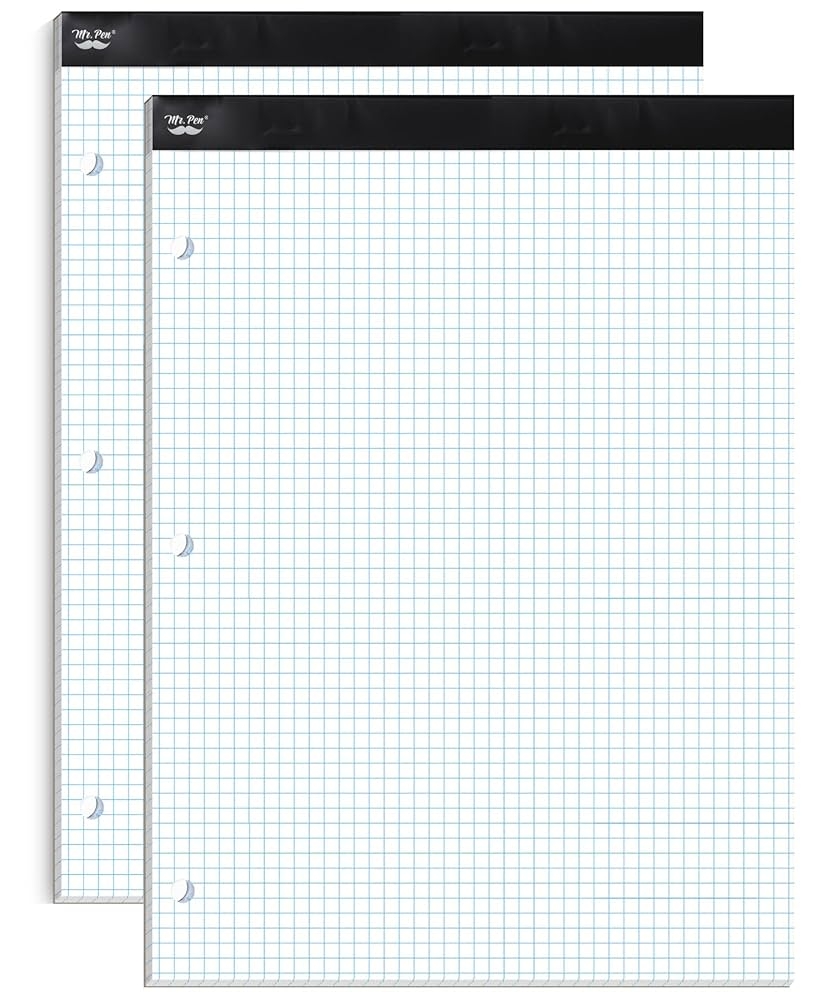 Amazon Mr Pen Graph Paper 2 Pack Of 55 Sheets 8 5 x11 5x5 5 Squares Per Inch 3 Hole Punched Graphing Paper Grid Paper Pad Math Graph Paper Pad Drafting Paper Computation Pads 