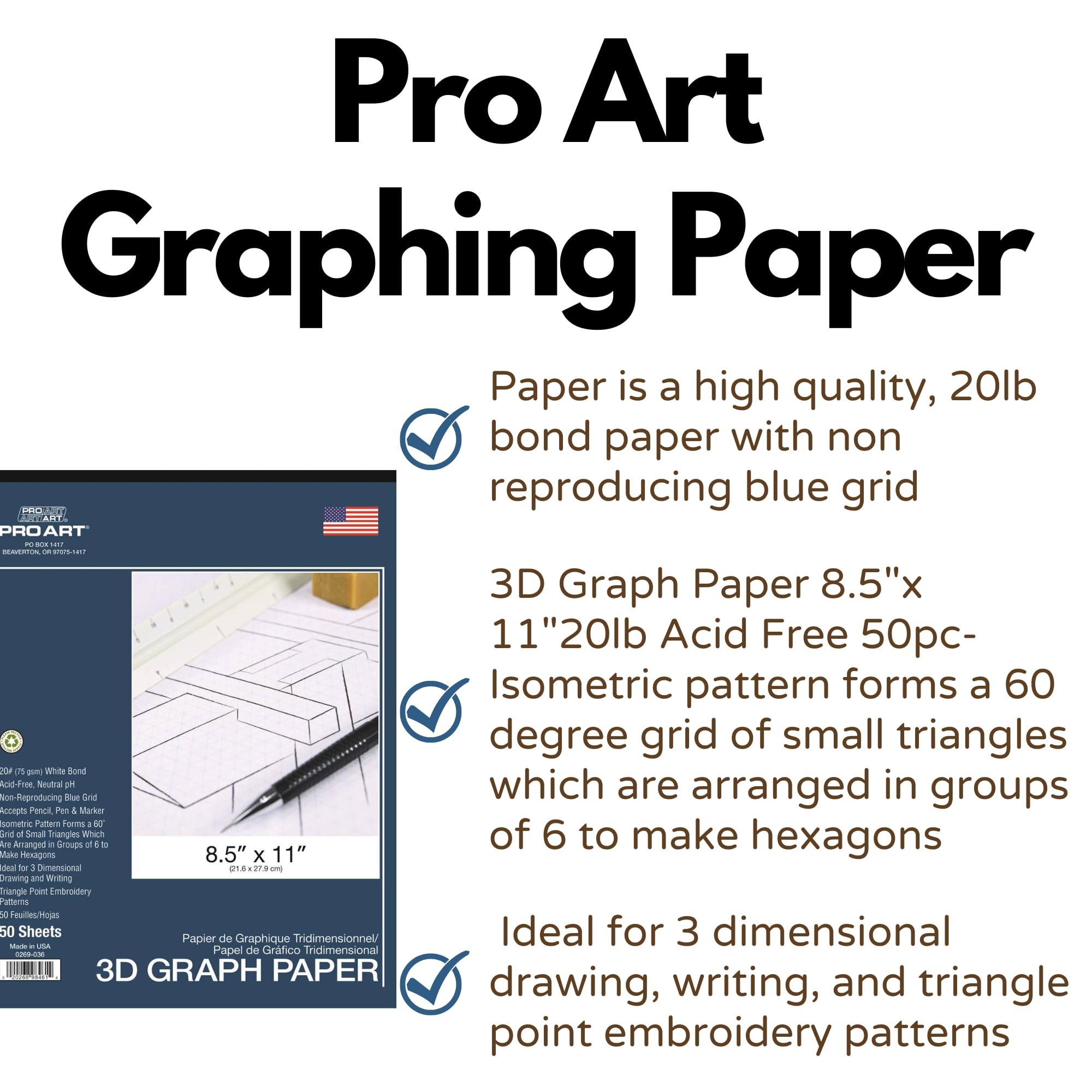 Amazon Pro Art Graph Paper 8 1 2 inch X 11 inch 50 Sheet Tape Bound Pad White Blue