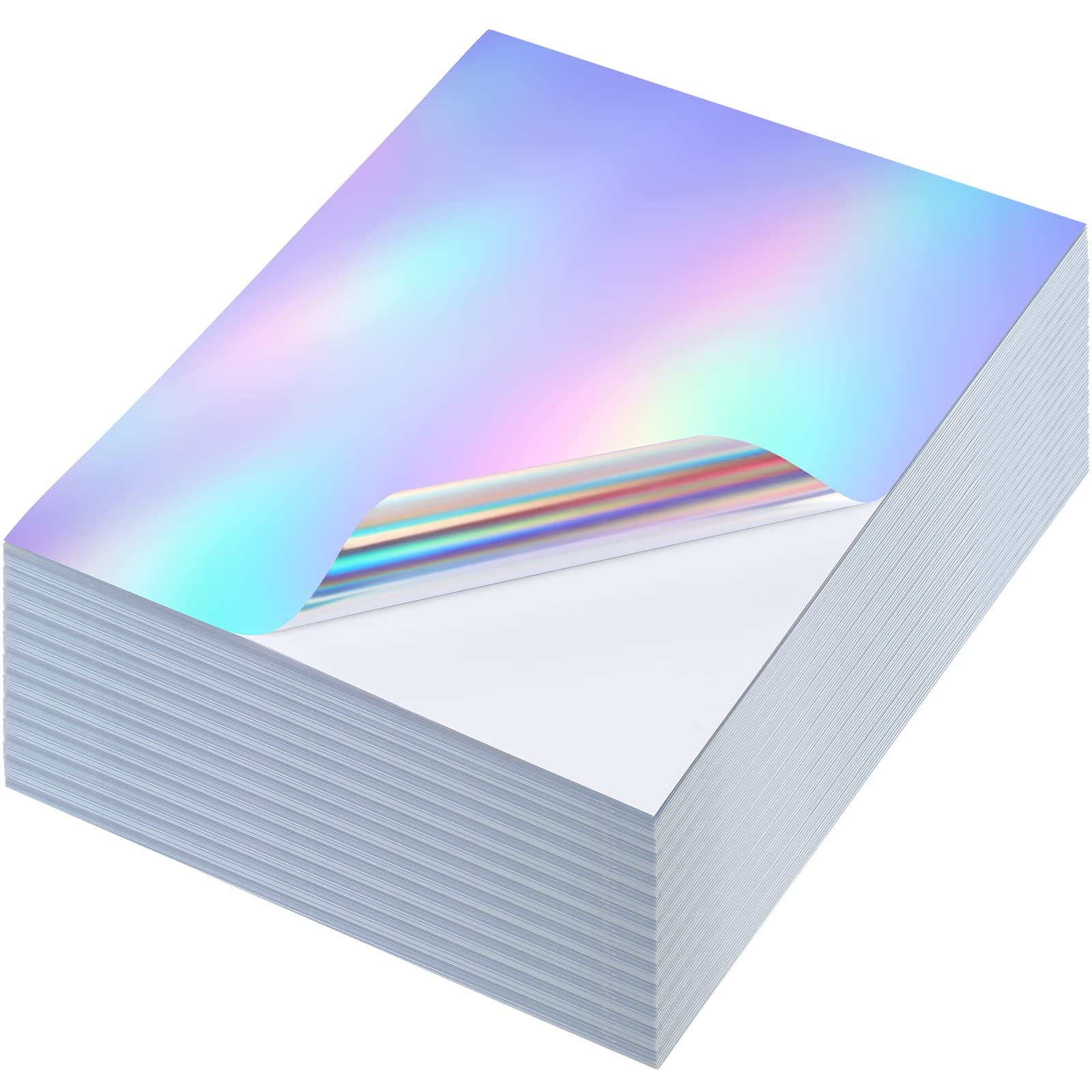 Amazon Sherr 120 Pcs Holographic Stickers Paper 8 5x11 Inch Printable Vinyl Glossy Sticker Self Adhesive Rainbow Printer Paper For Inkjet And Printer Waterproof Vinyl Glitter Laminate Sheets Classic Arts Crafts 