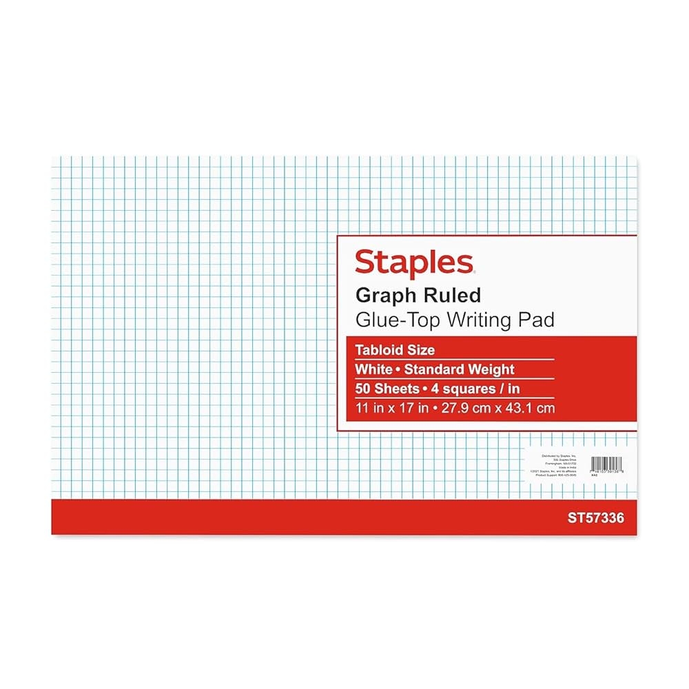 Amazon Staples 814566 Graph Pad 11 Inch X 17 Inch Graph White 50 Sheets Pad 18586 Office Products