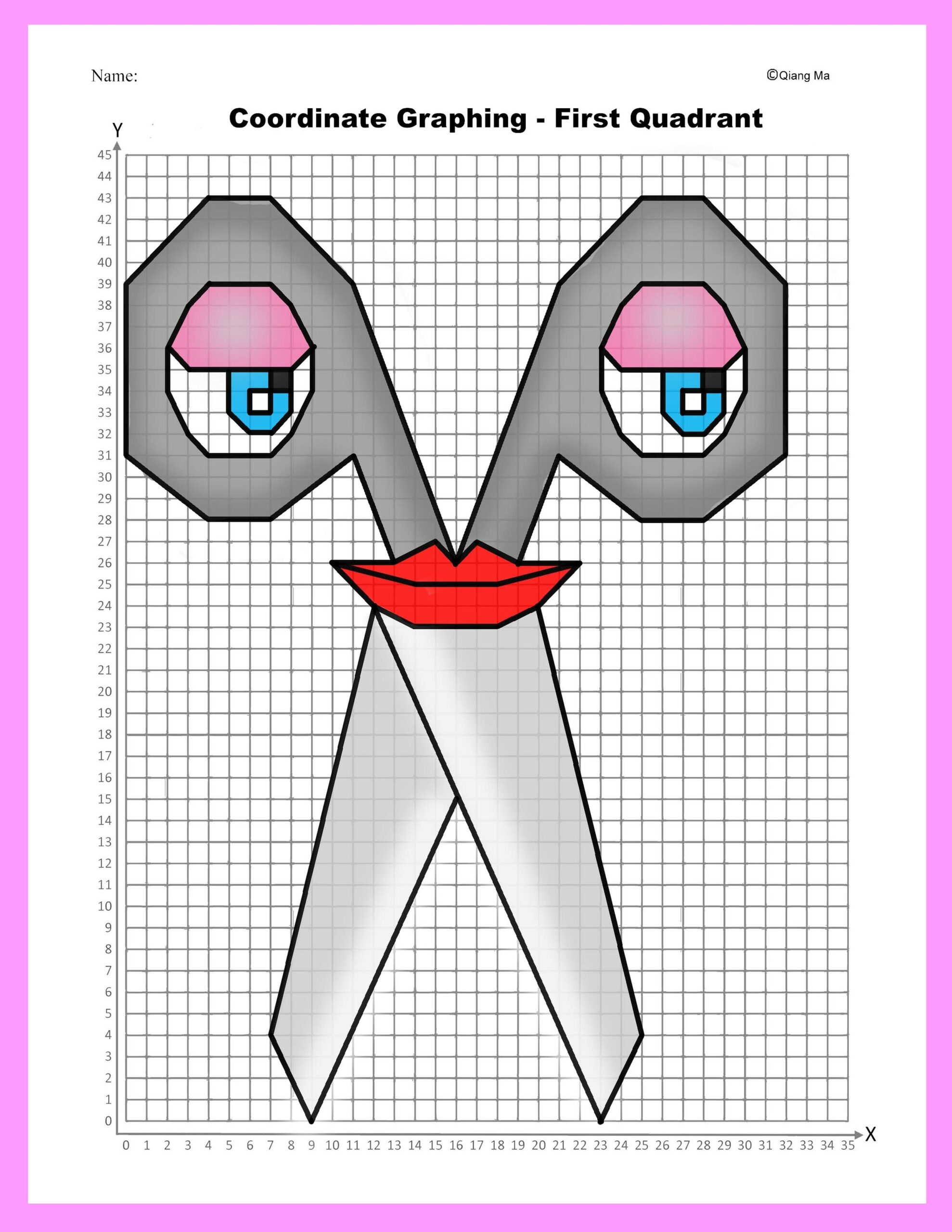Back To School Coordinate Plane Graphing Picture Scissors Made By Teachers