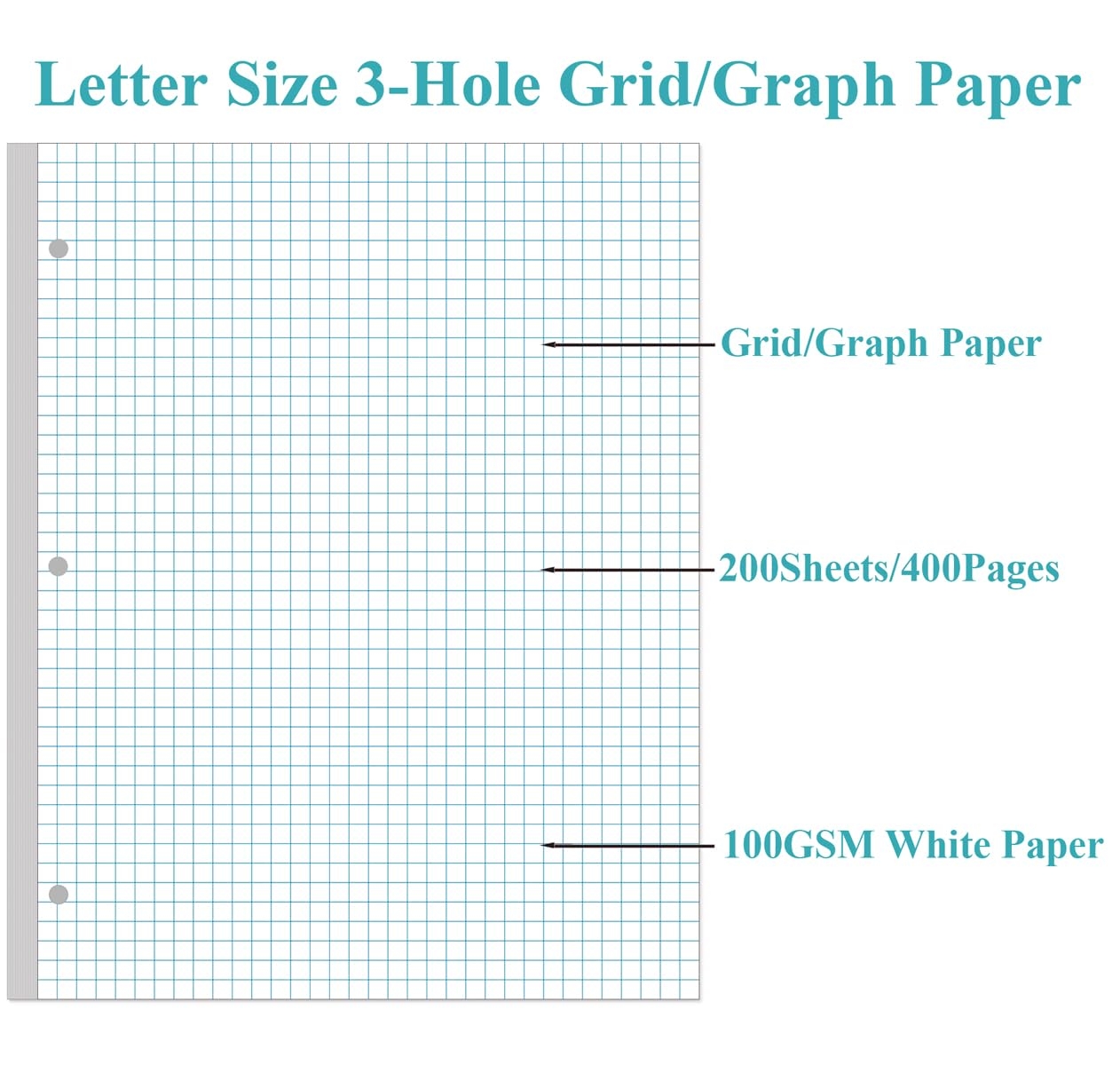 Bar Graph Paper ADHD Graph Paper Notebook Colored 1 2 Grid With 3 Hole Punch 90 Pages Colored Graph Paper