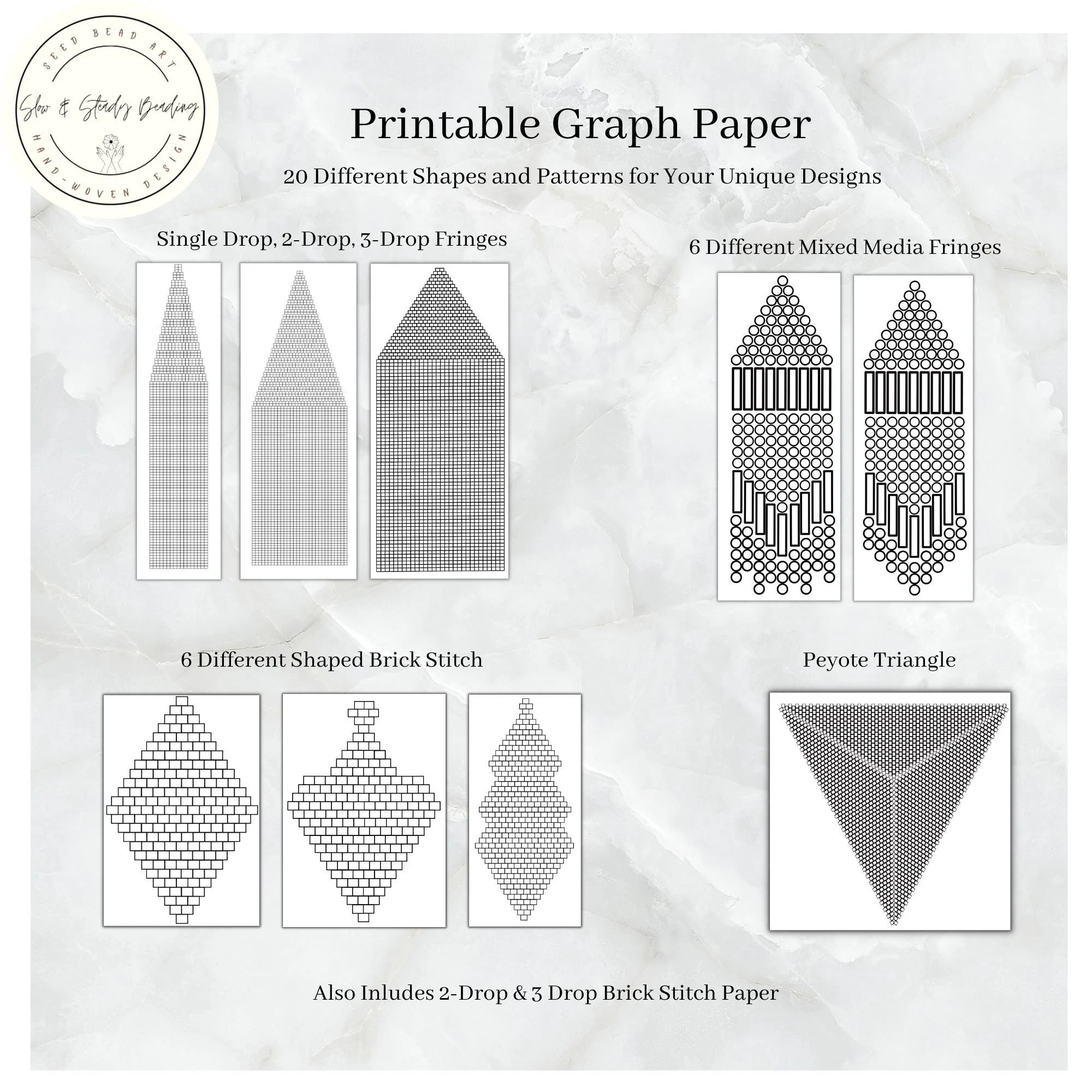 Beading Graph Paper Draw Your Designs Brick Stitch Paper Peyote Graph Two Drop Brick Stitch Graph Paper Beaded Earring Graph Paper Etsy