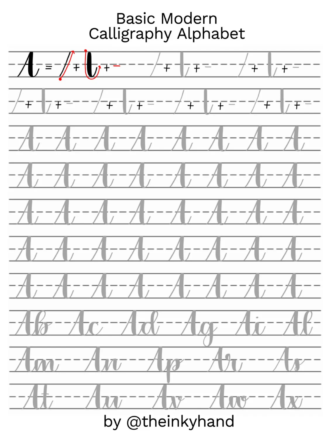 Beginner Printable Calligraphy Practice Sheets Printable Party Favors