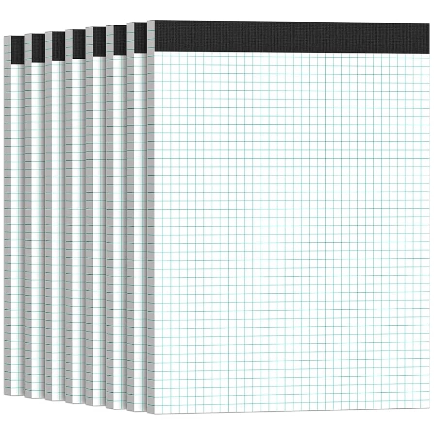 Big Graph Paper Graph Paper Pad 8 5 X 11 12 Pack 30 Sheets 4X4 Grid Perforated Graph Paper Notebook