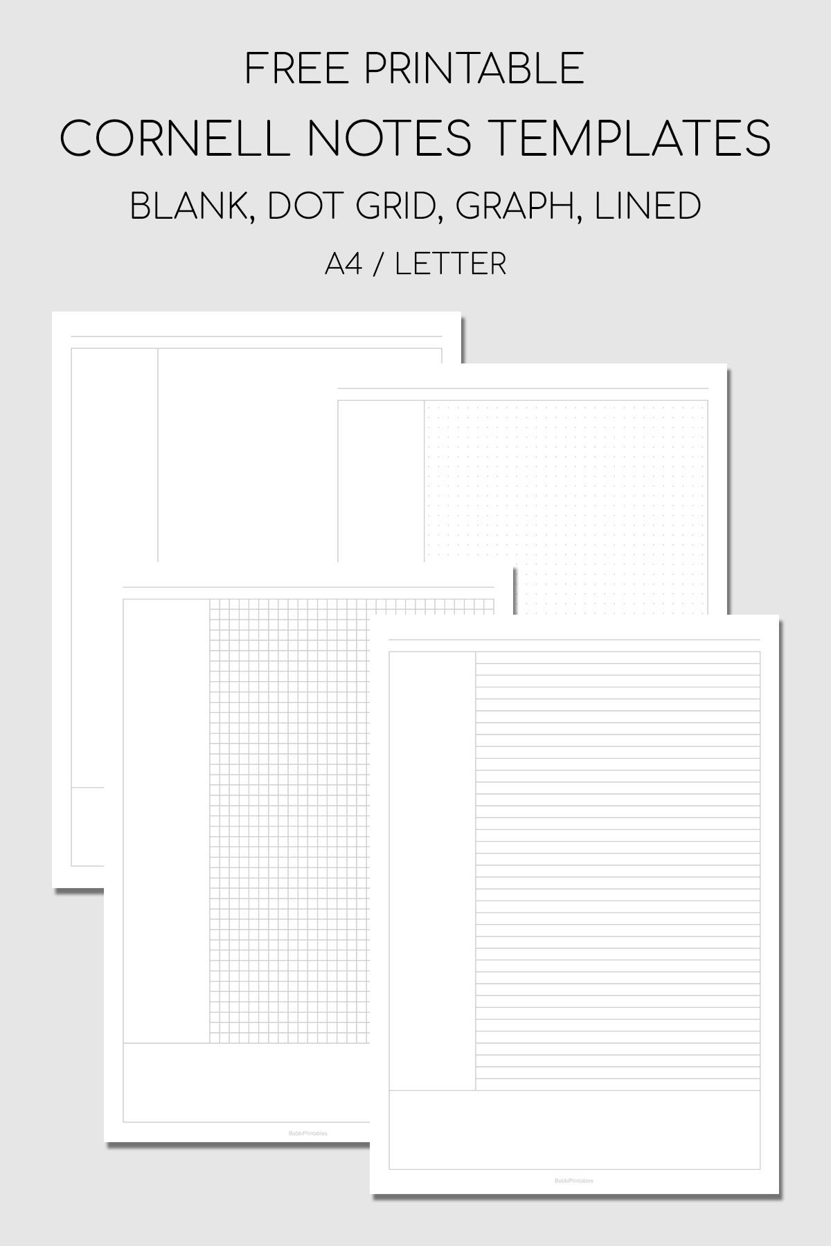 BobbiPrintables Free Printable Cornell Notes Templates Download 