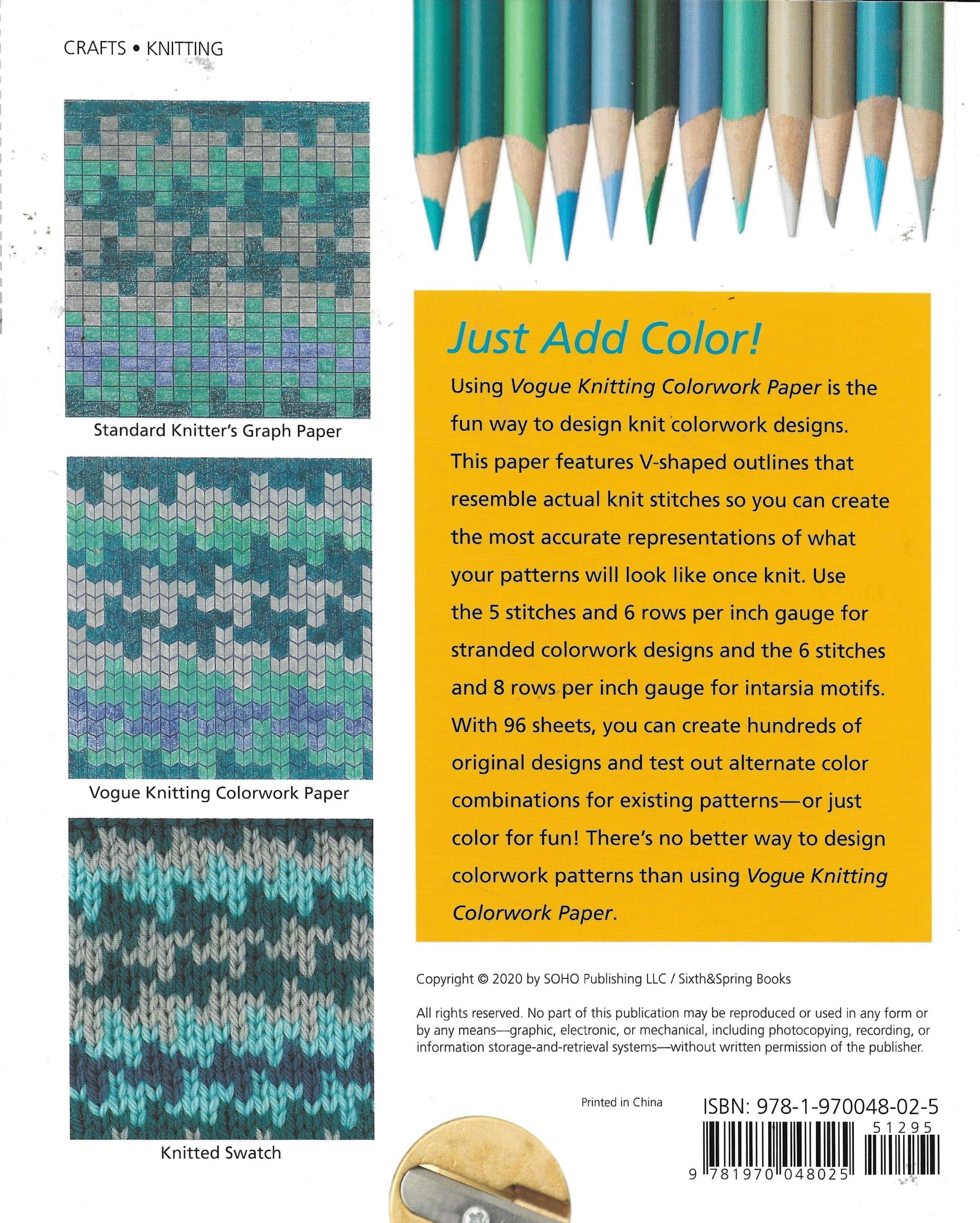 Book Knitting COLORWORK PAPER By Vogue 96 Sheets In Gauges 20 And 24 Actual Stitch Outlines For Custom Designs C2020 Etsy Australia