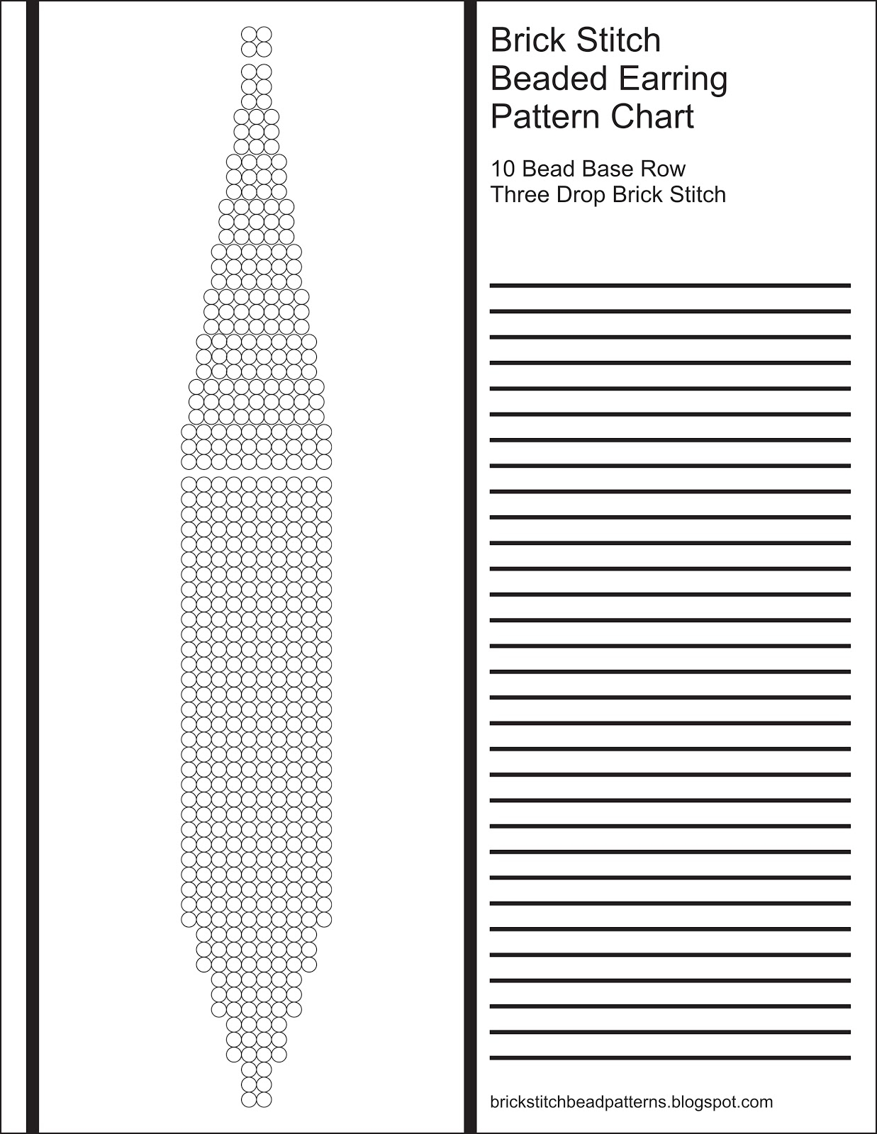 Brick Stitch Bead Patterns Journal 10 Bead Base Row 3 Drop Blank Round Beaded Earring Pattern Chart