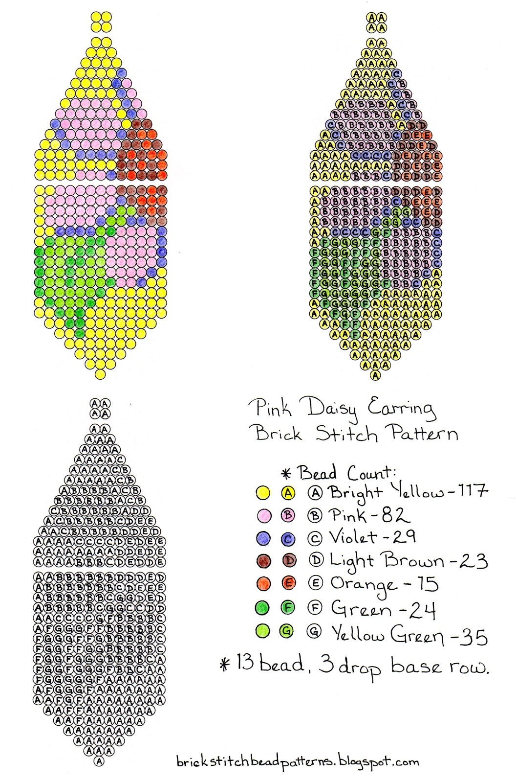 Brick Stitch Earring Graph Paper Full Page Brick Stitch Beading Template Digital New Releases
