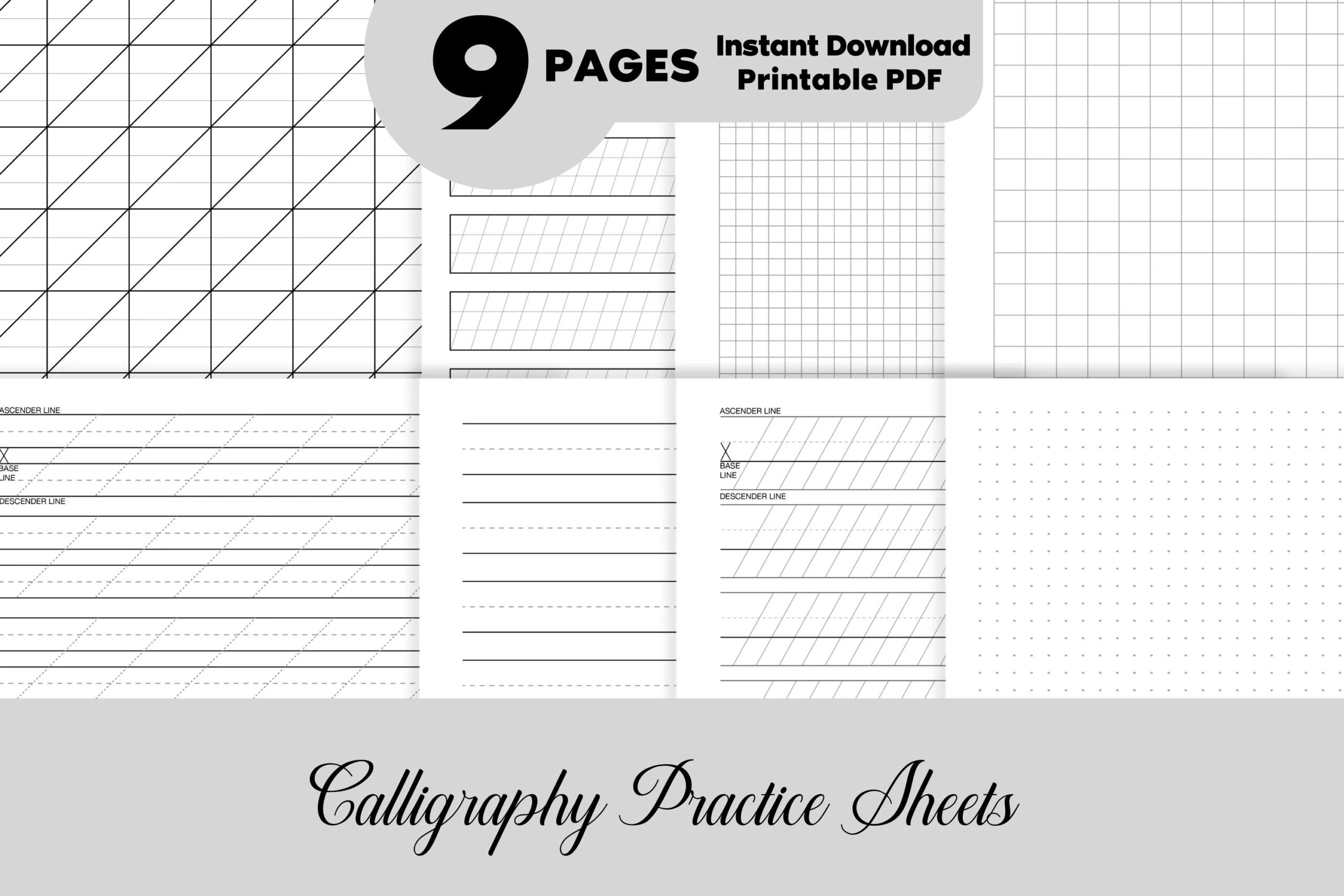 Calligraphy Practice Sheets Templates Calligraphy Handwriting Paper Calligraphy Hand Lettering Guide Sheet Printable Digital Download PDF Etsy
