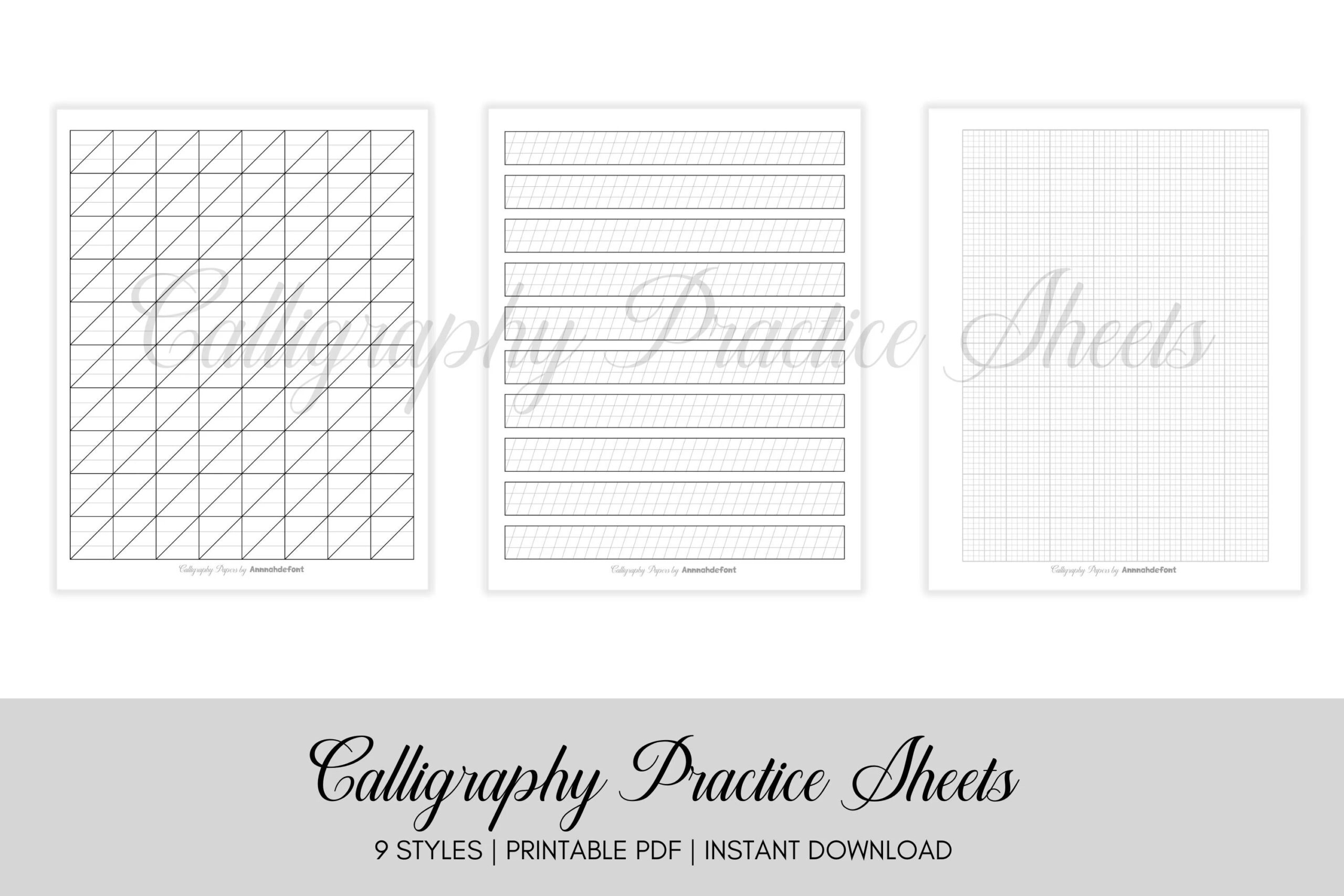 Calligraphy Practice Sheets Templates Calligraphy Handwriting Paper Calligraphy Hand Lettering Guide Sheet Printable Digital Download PDF Etsy