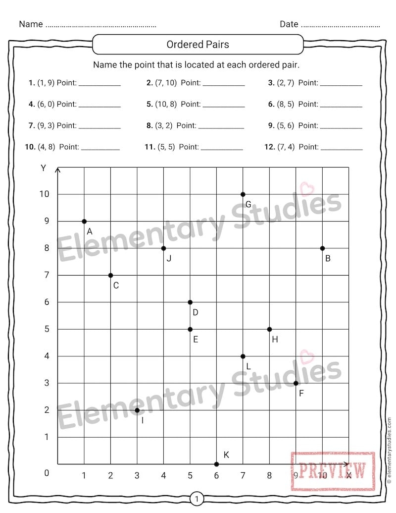 Graph Paper Coordinate Plane Worksheets